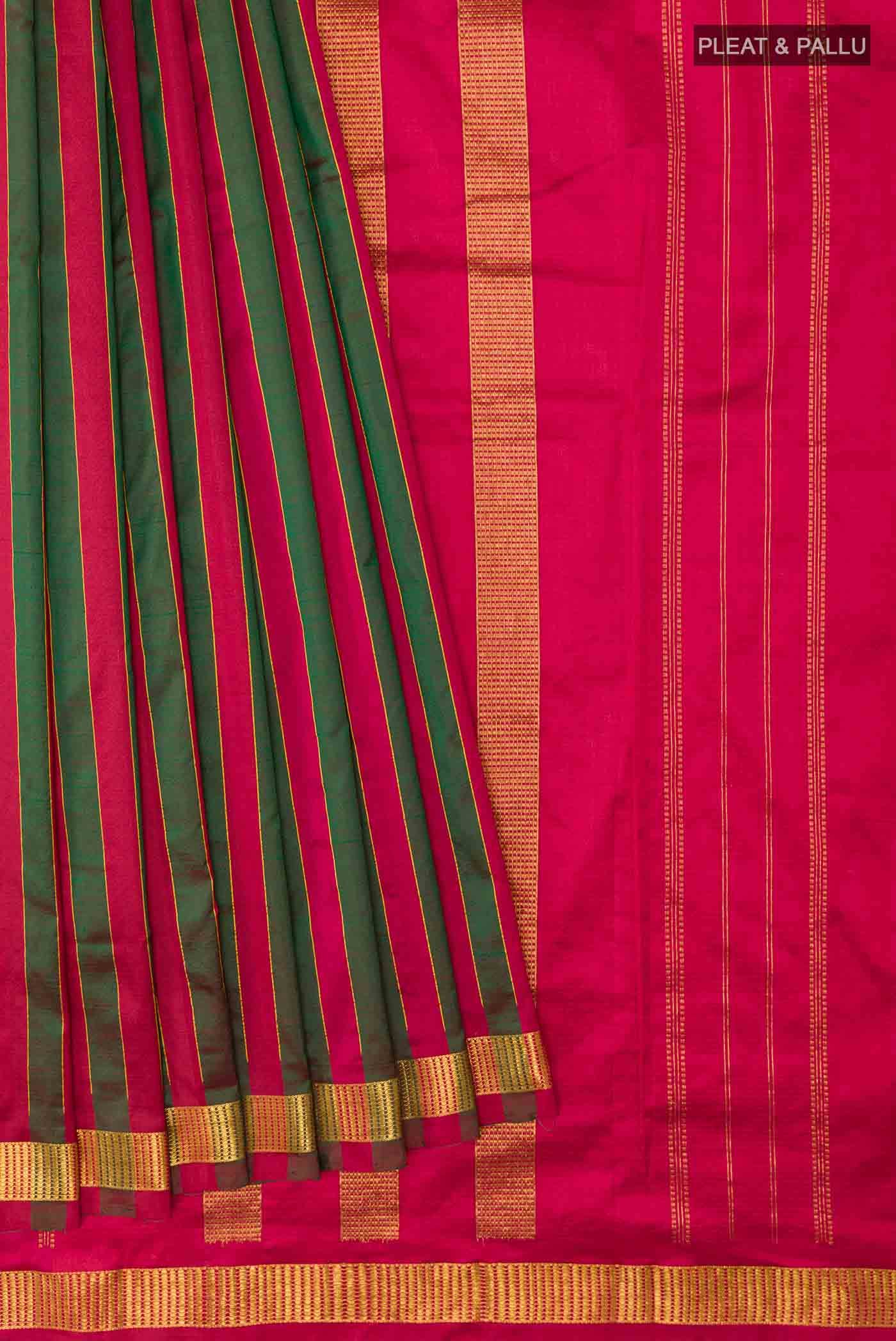 Red Dual Tone Kanchipuram Silk Nine Yards Saree
