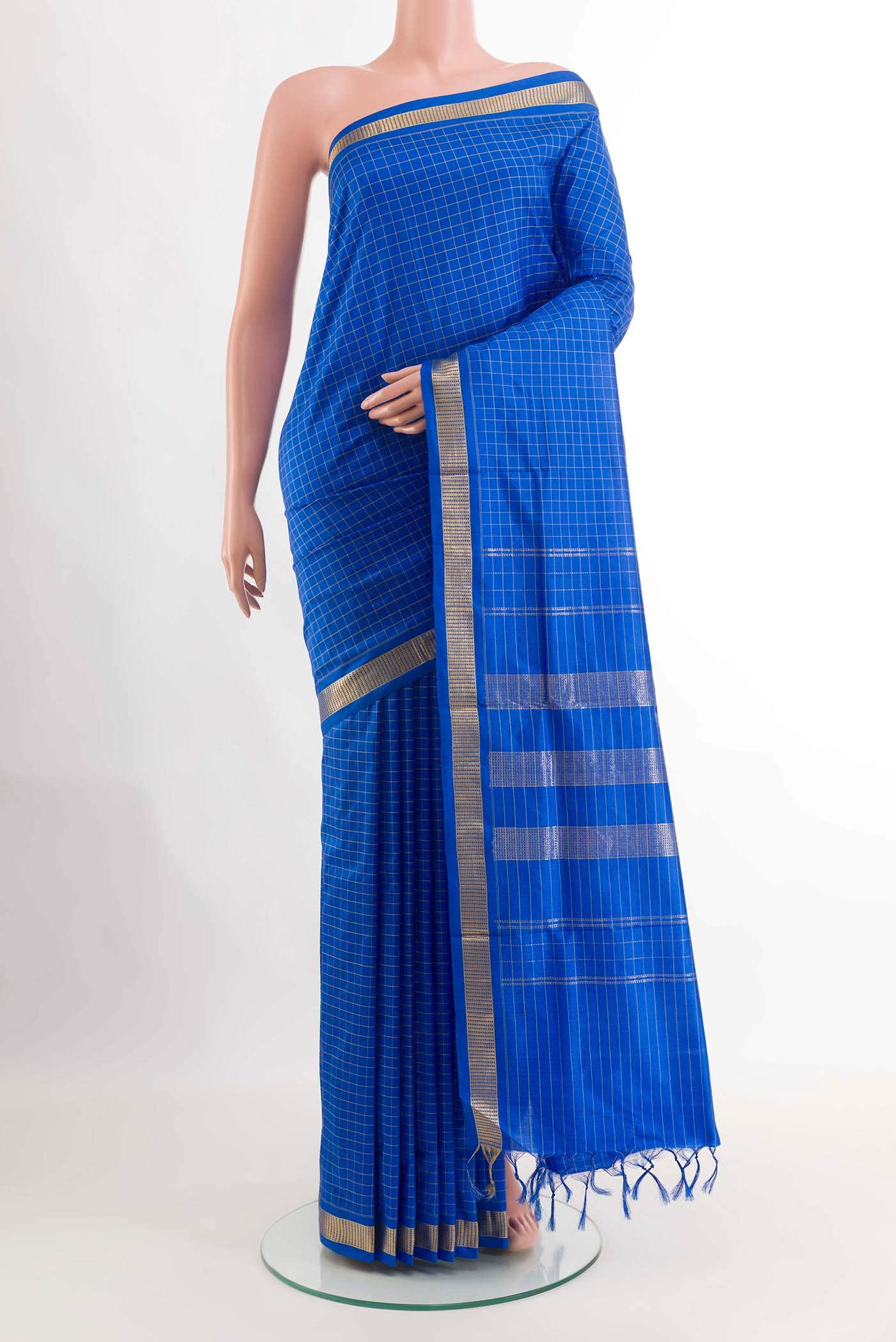 Blue Kanchipuram Silk Nine Yards Saree