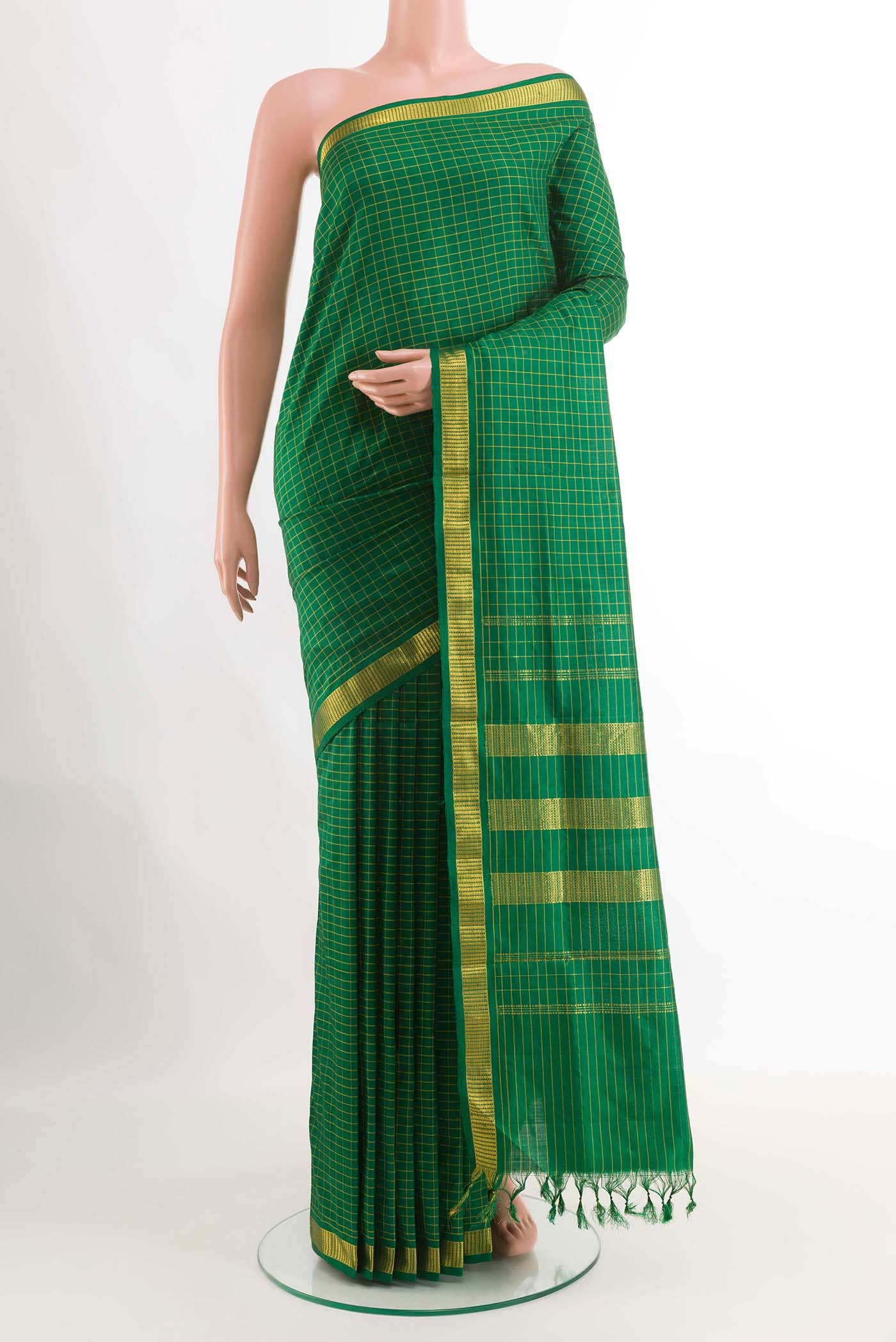 Green Kanchipuram Silk Nine Yards Saree
