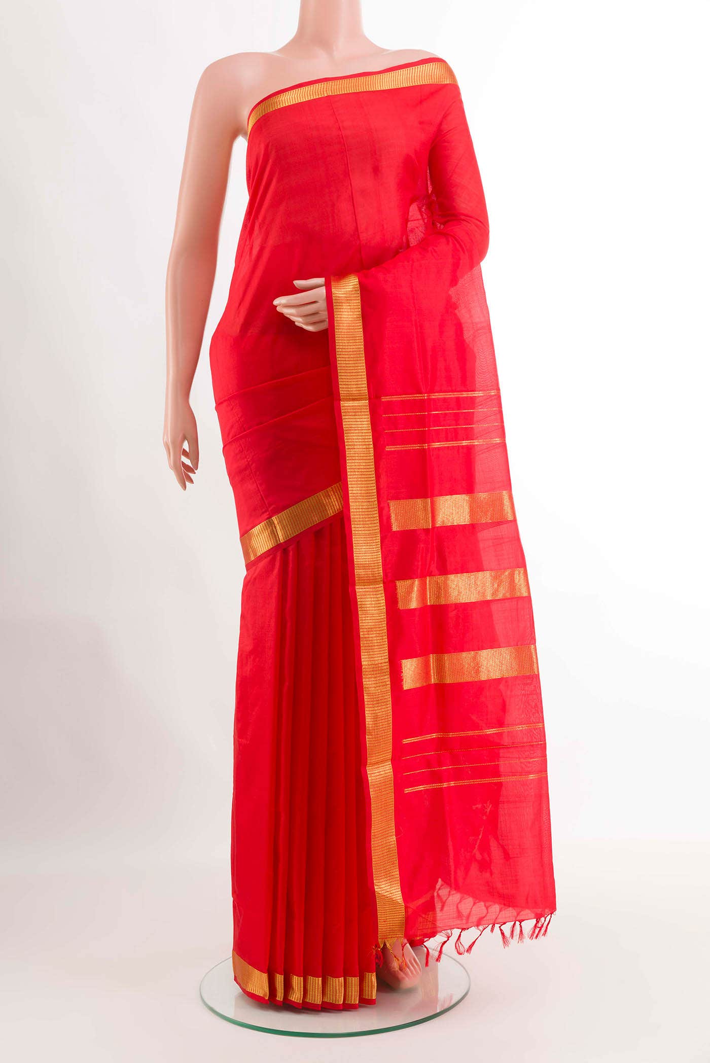 Red Kanchipuram Silk Nine Yards Saree