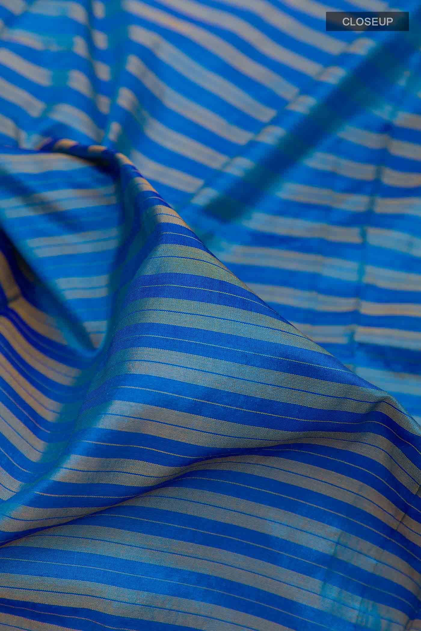 Blue Dual Tone Kanchipuram Silk Nine Yards Saree