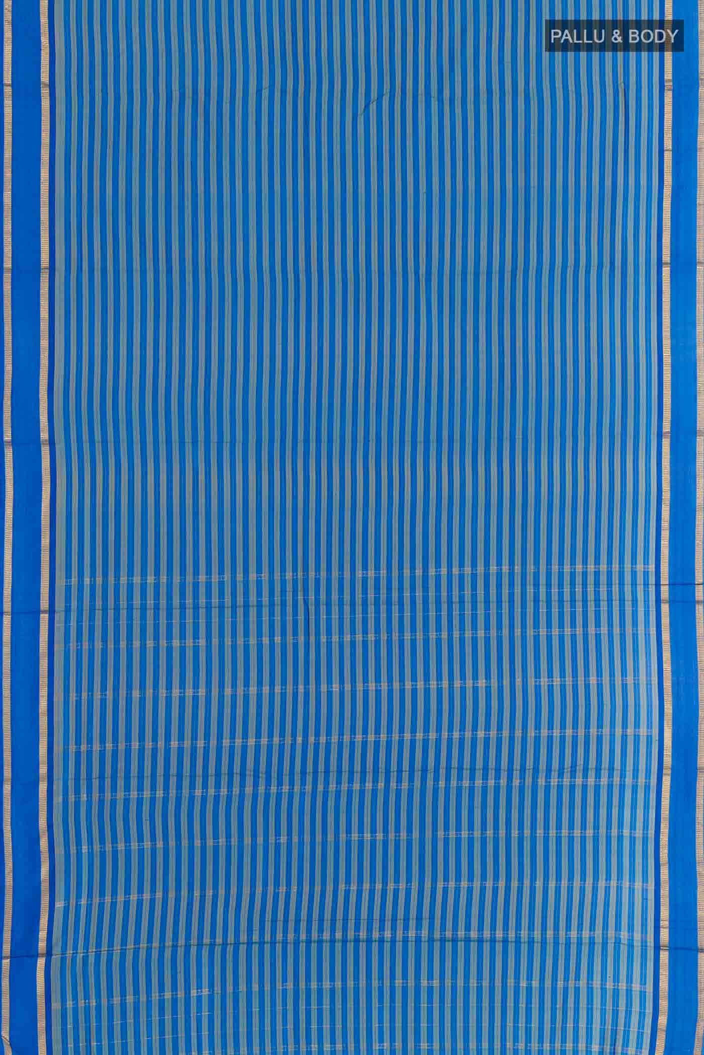 Blue Dual Tone Kanchipuram Silk Nine Yards Saree