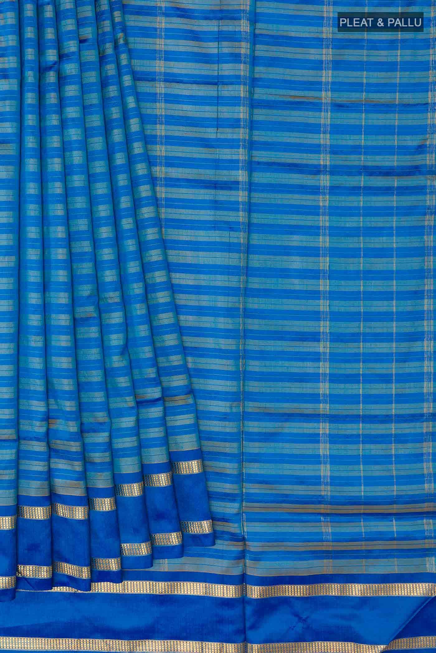 Blue Dual Tone Kanchipuram Silk Nine Yards Saree