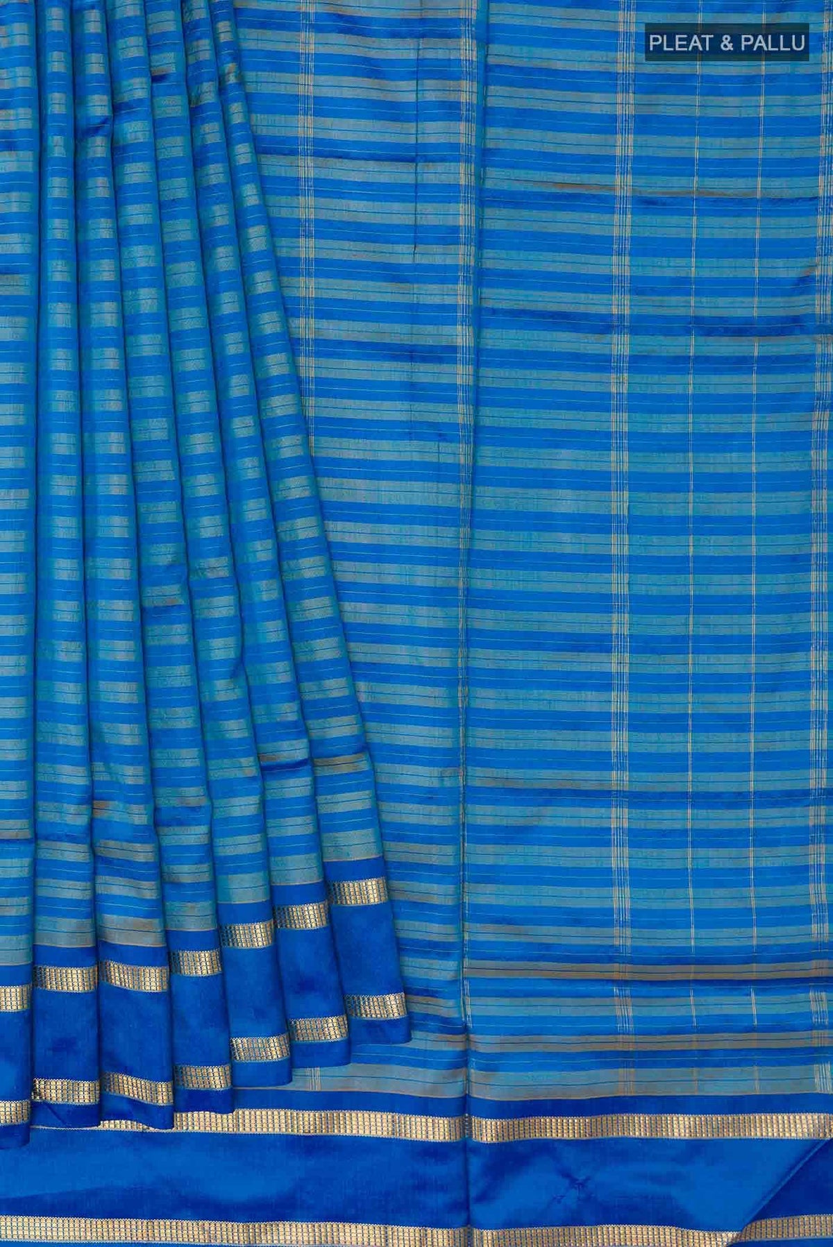 Blue Dual Tone Kanchipuram Silk Nine Yards Saree