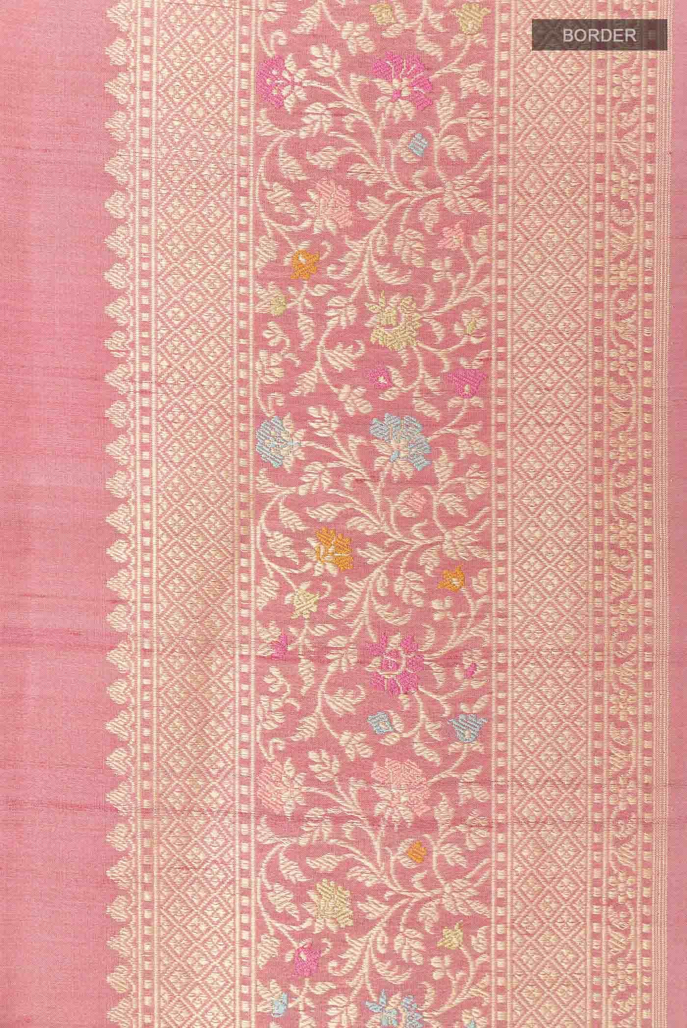 Pink Banarasi Tussar Silk Saree