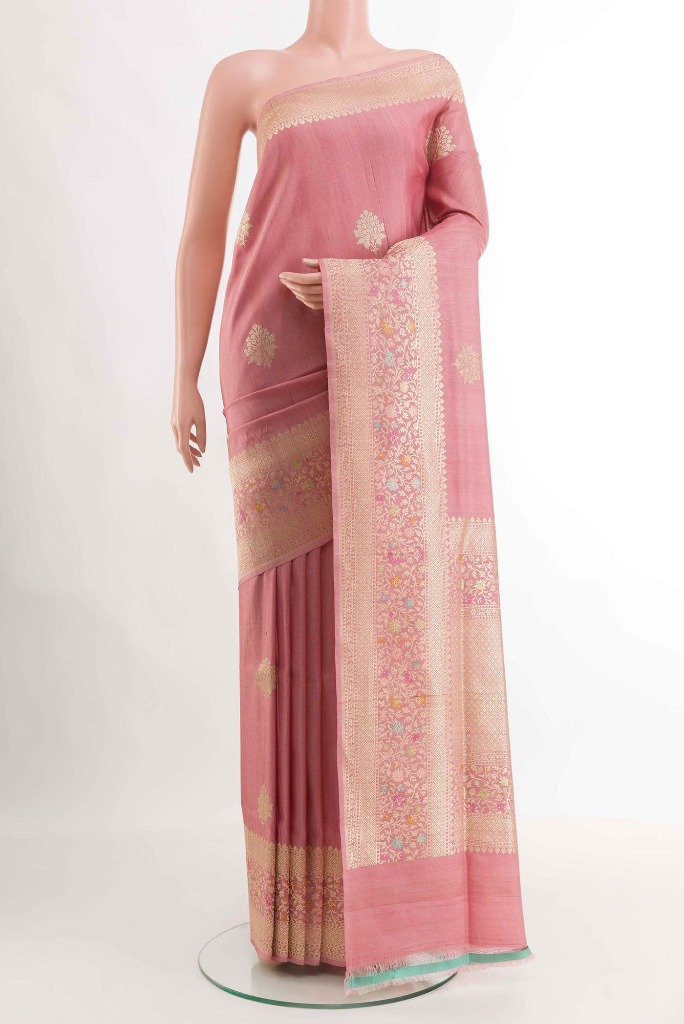 Pink Banarasi Tussar Silk Saree
