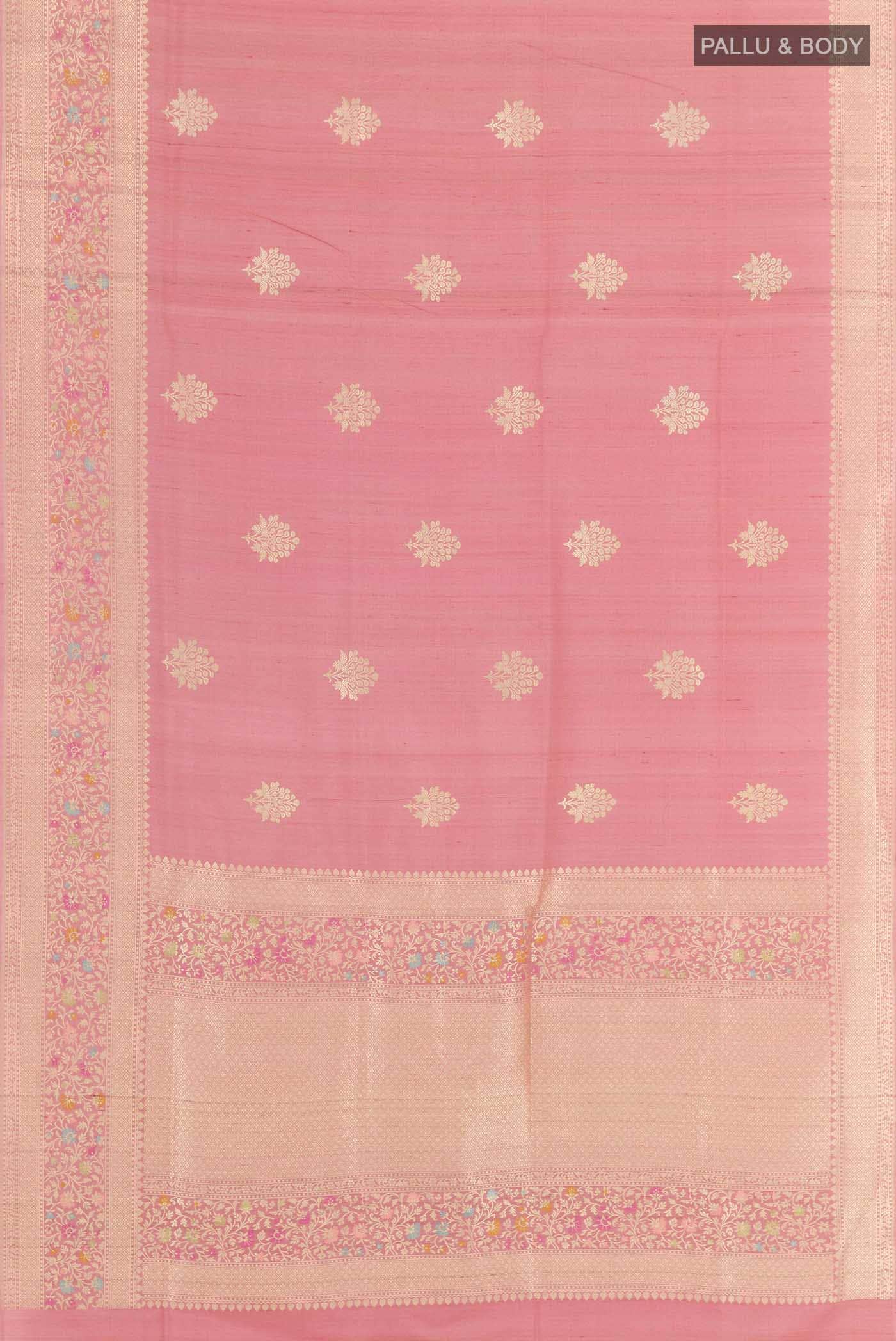 Pink Banarasi Tussar Silk Saree