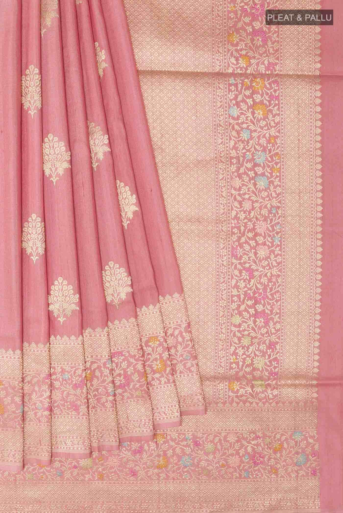 Pink Banarasi Tussar Silk Saree
