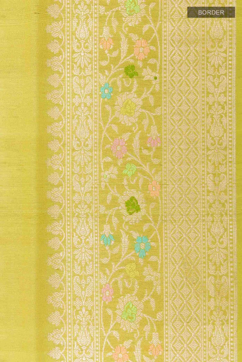 Parrot Green Banarasi Tussar Silk Saree