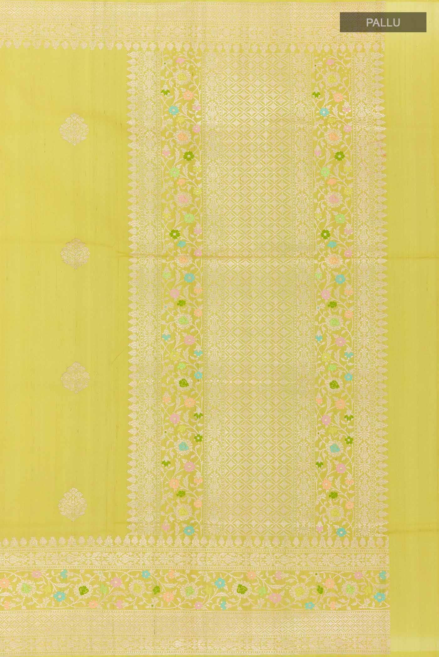 Parrot Green Banarasi Tussar Silk Saree