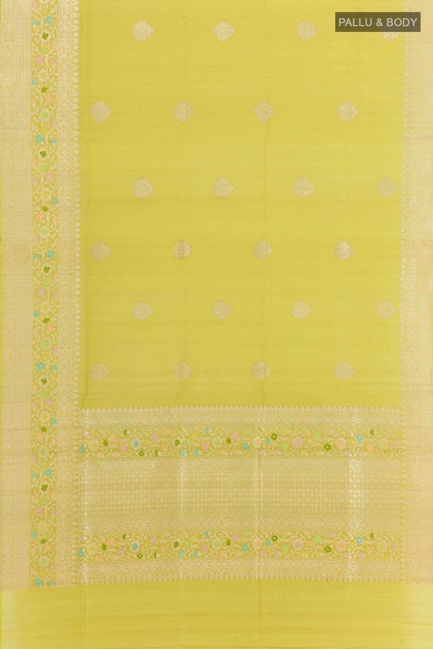 Parrot Green Banarasi Tussar Silk Saree