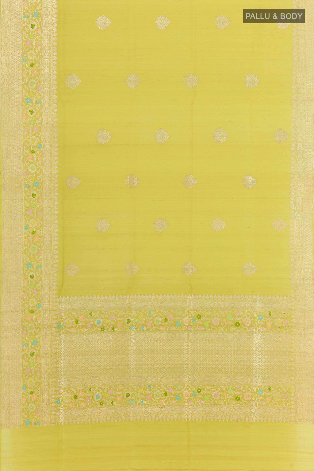 Parrot Green Banarasi Tussar Silk Saree