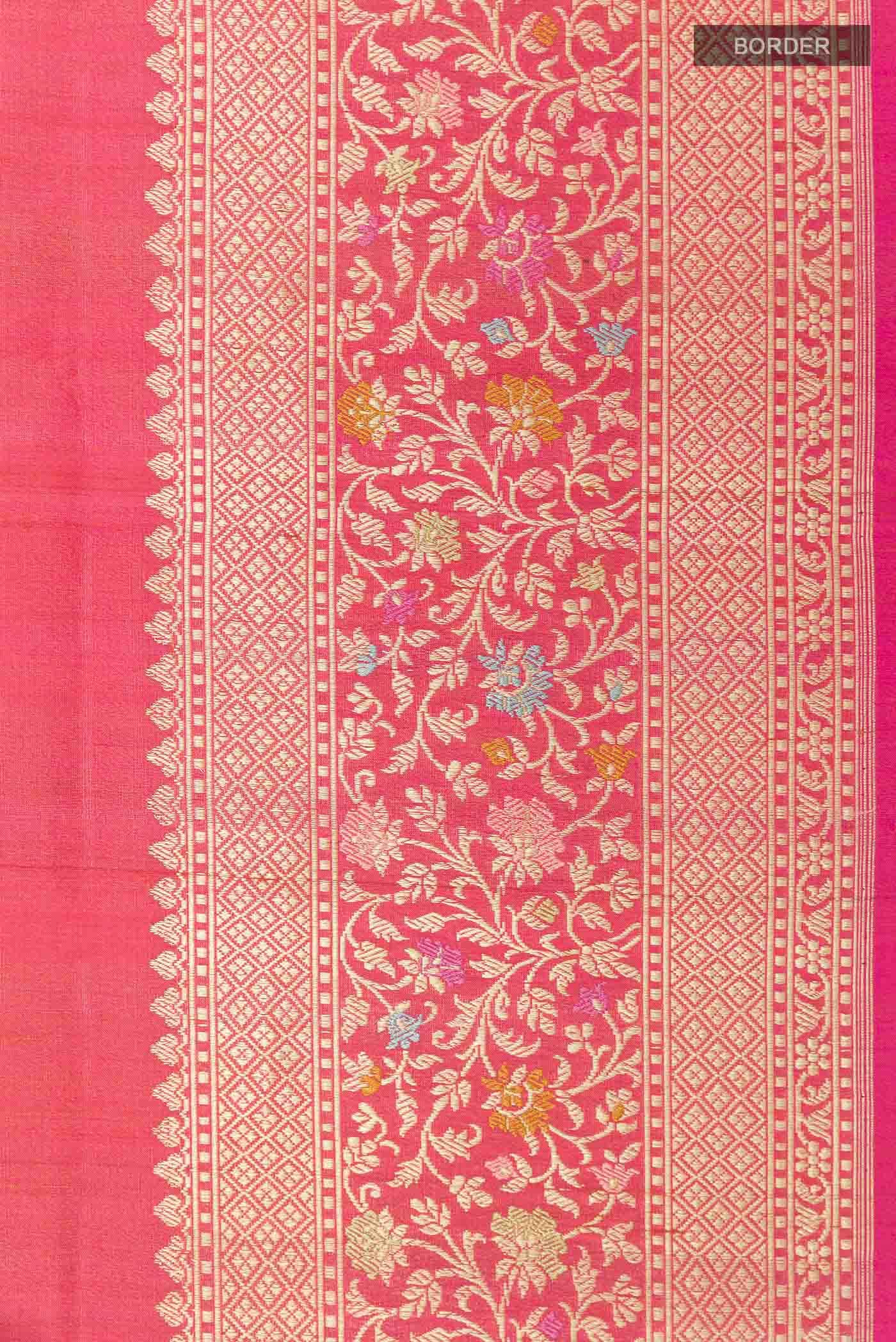 Pink Banarasi Tussar Silk Saree
