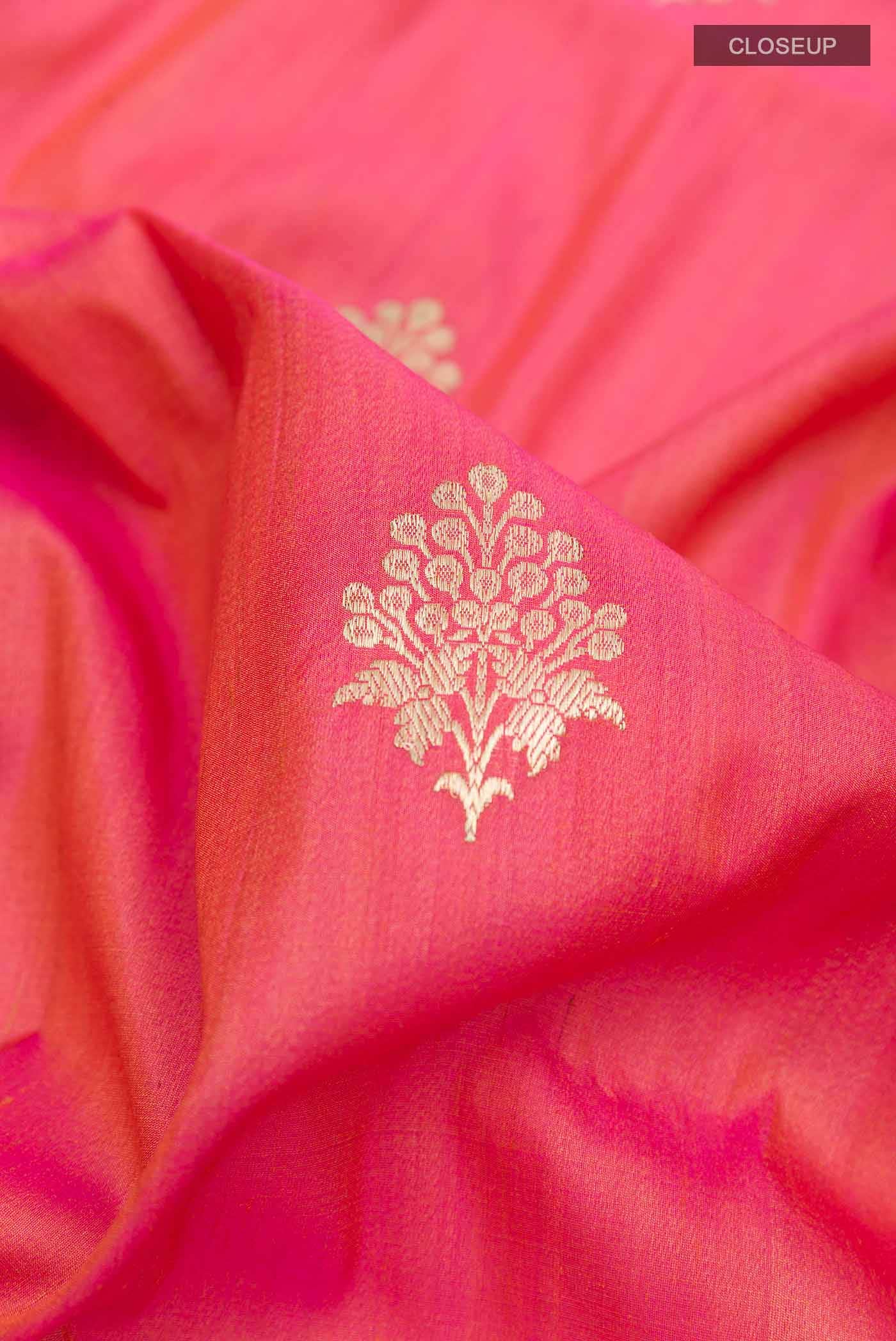 Pink Banarasi Tussar Silk Saree