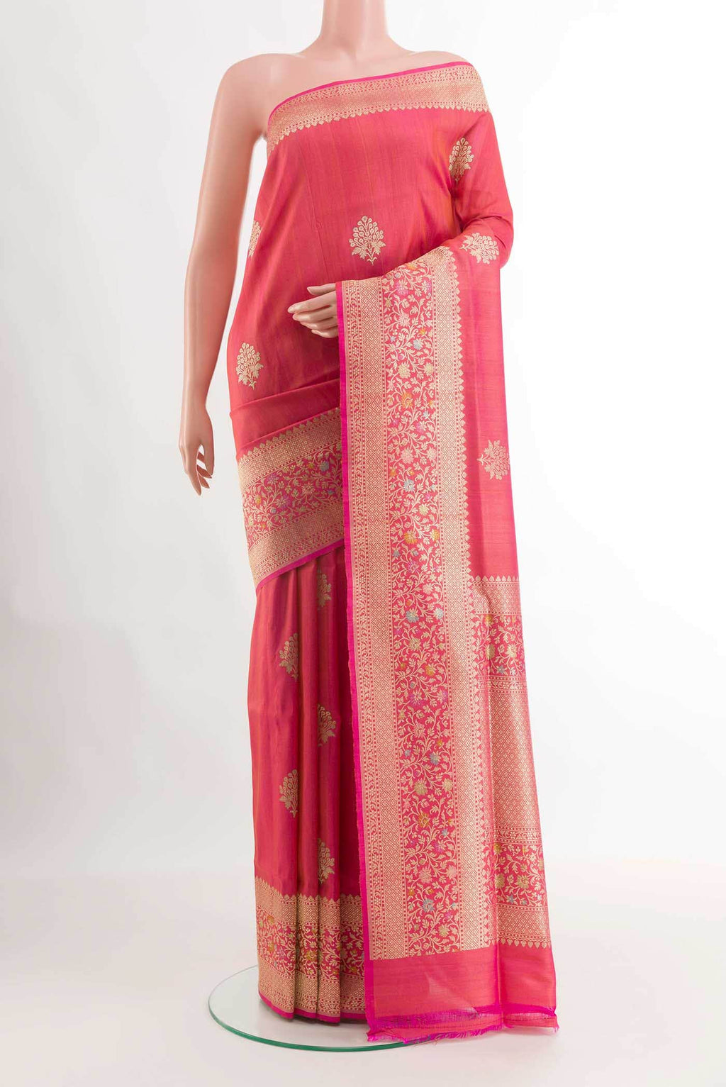Pink Banarasi Tussar Silk Saree