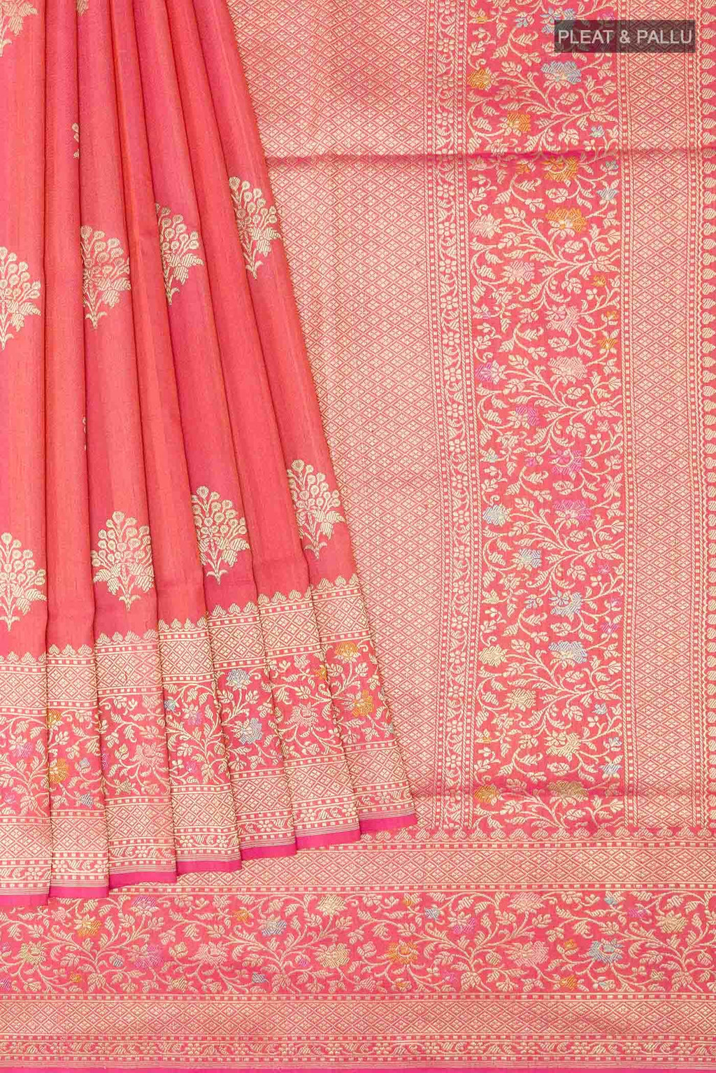 Pink Banarasi Tussar Silk Saree