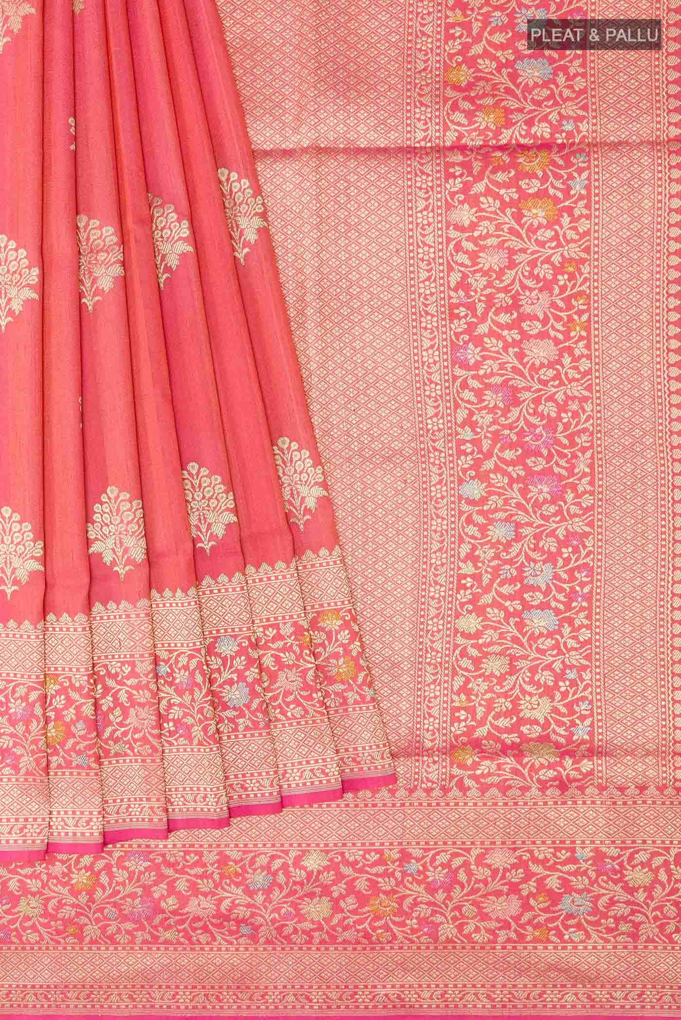 Pink Banarasi Tussar Silk Saree