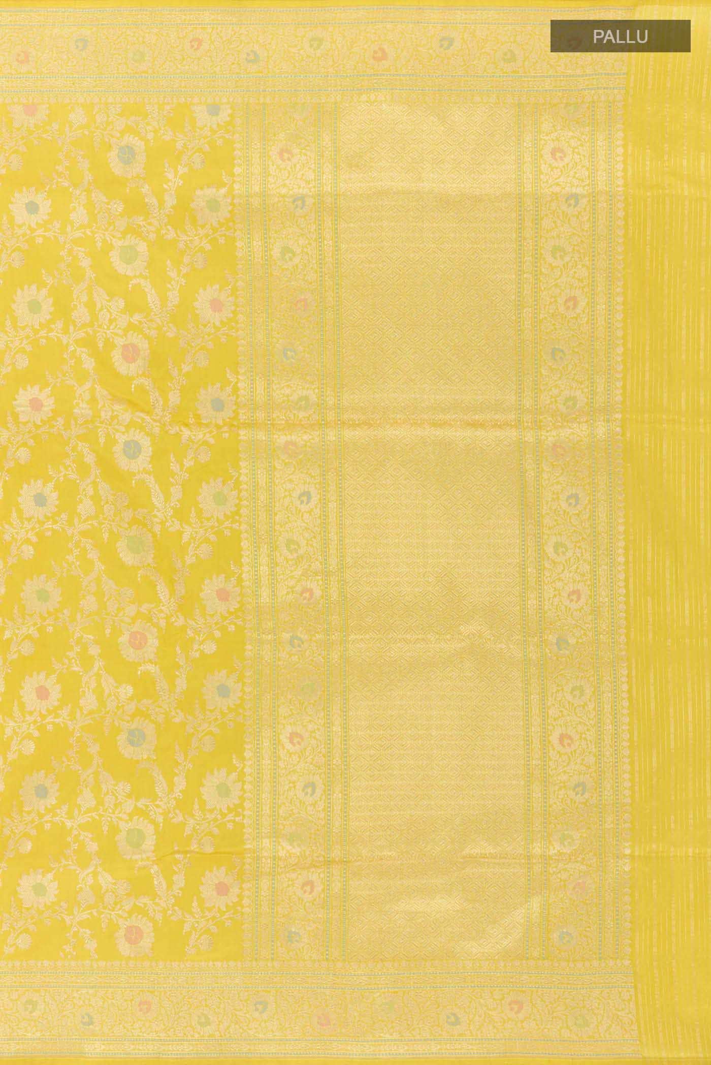 Lemon Yellow Banarasi Silk Saree