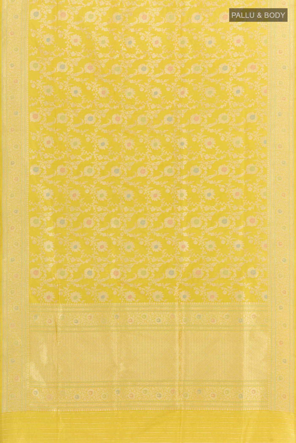 Lemon Yellow Banarasi Silk Saree