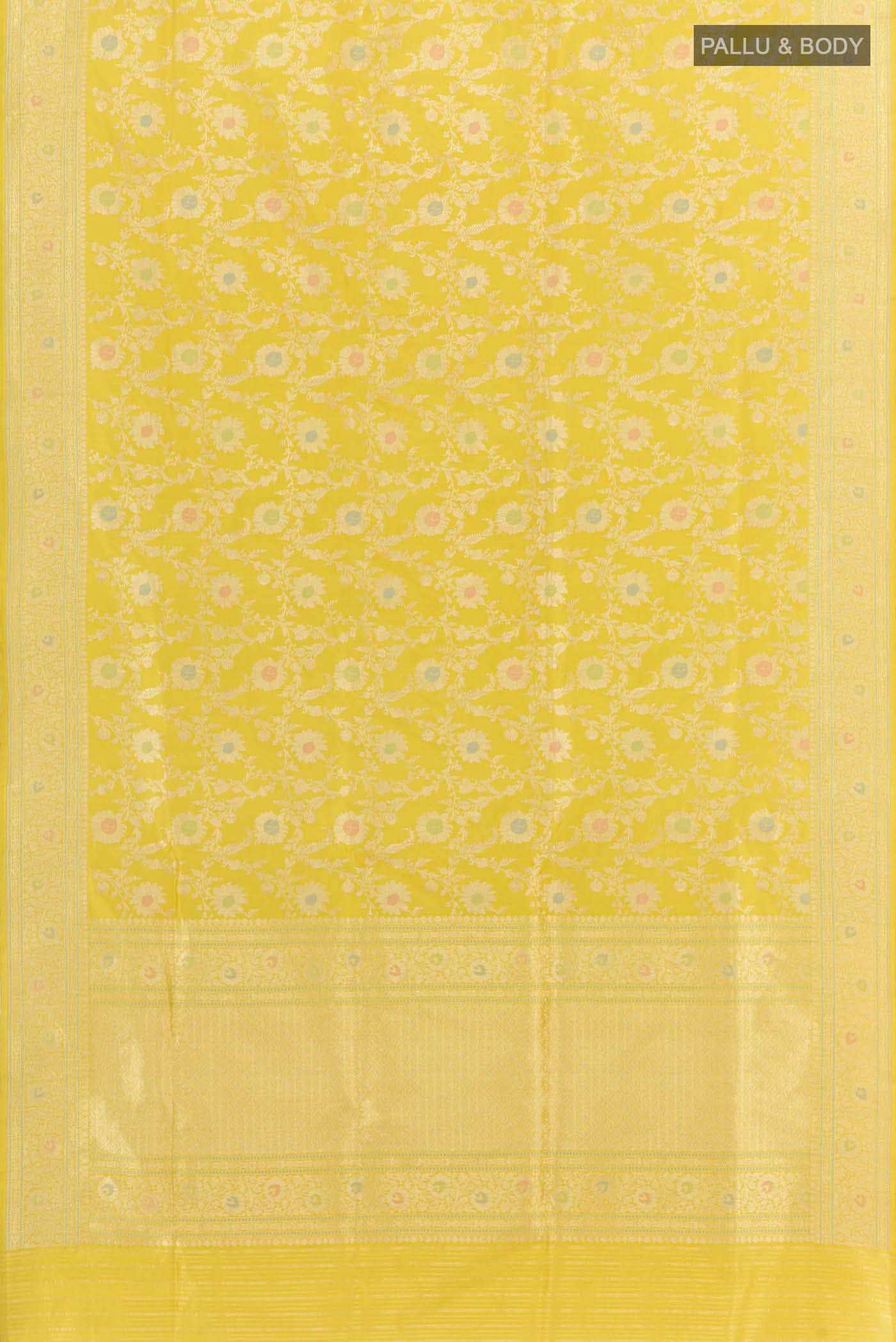 Lemon Yellow Banarasi Silk Saree