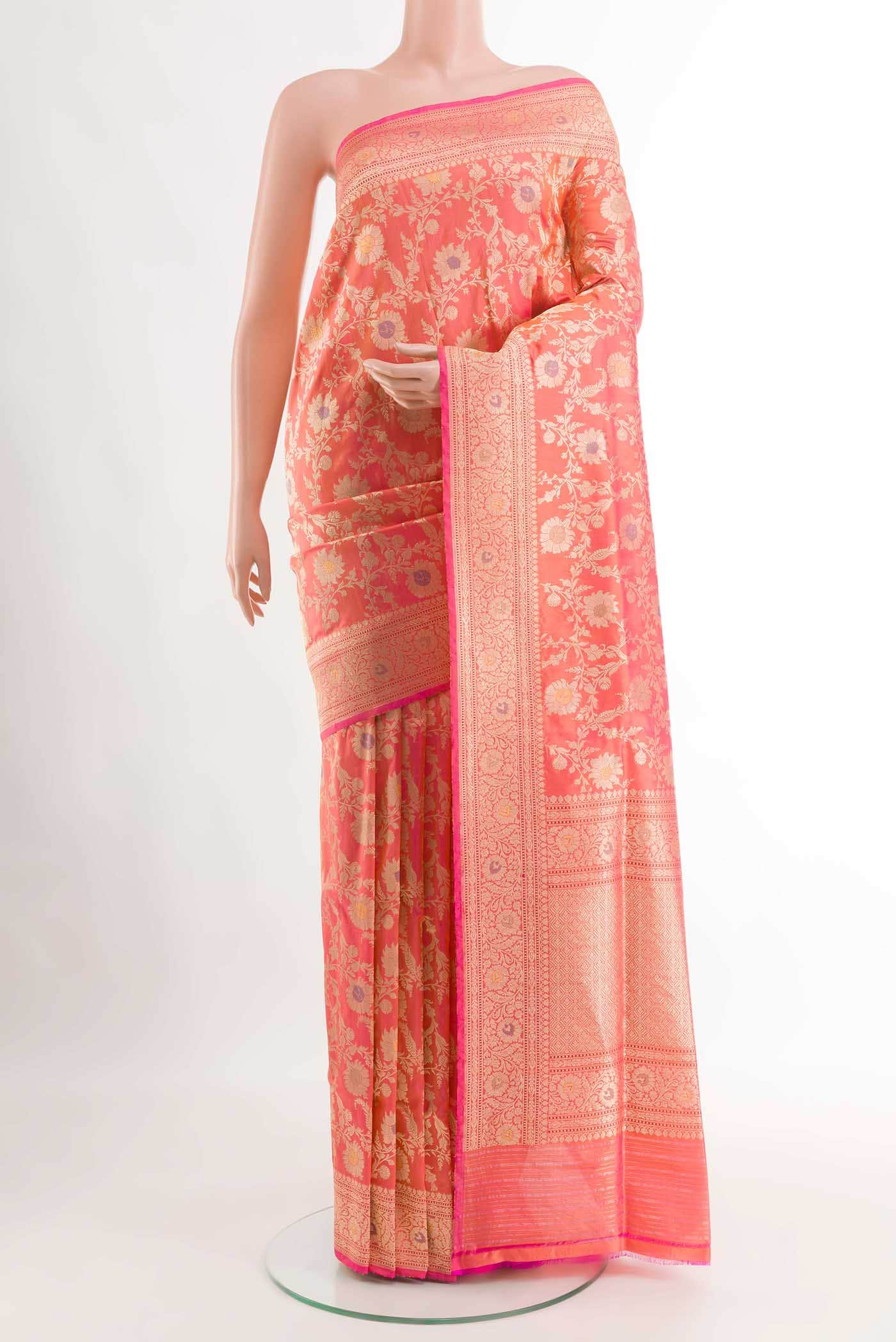 Pink Dual Tone Banarasi Silk Saree