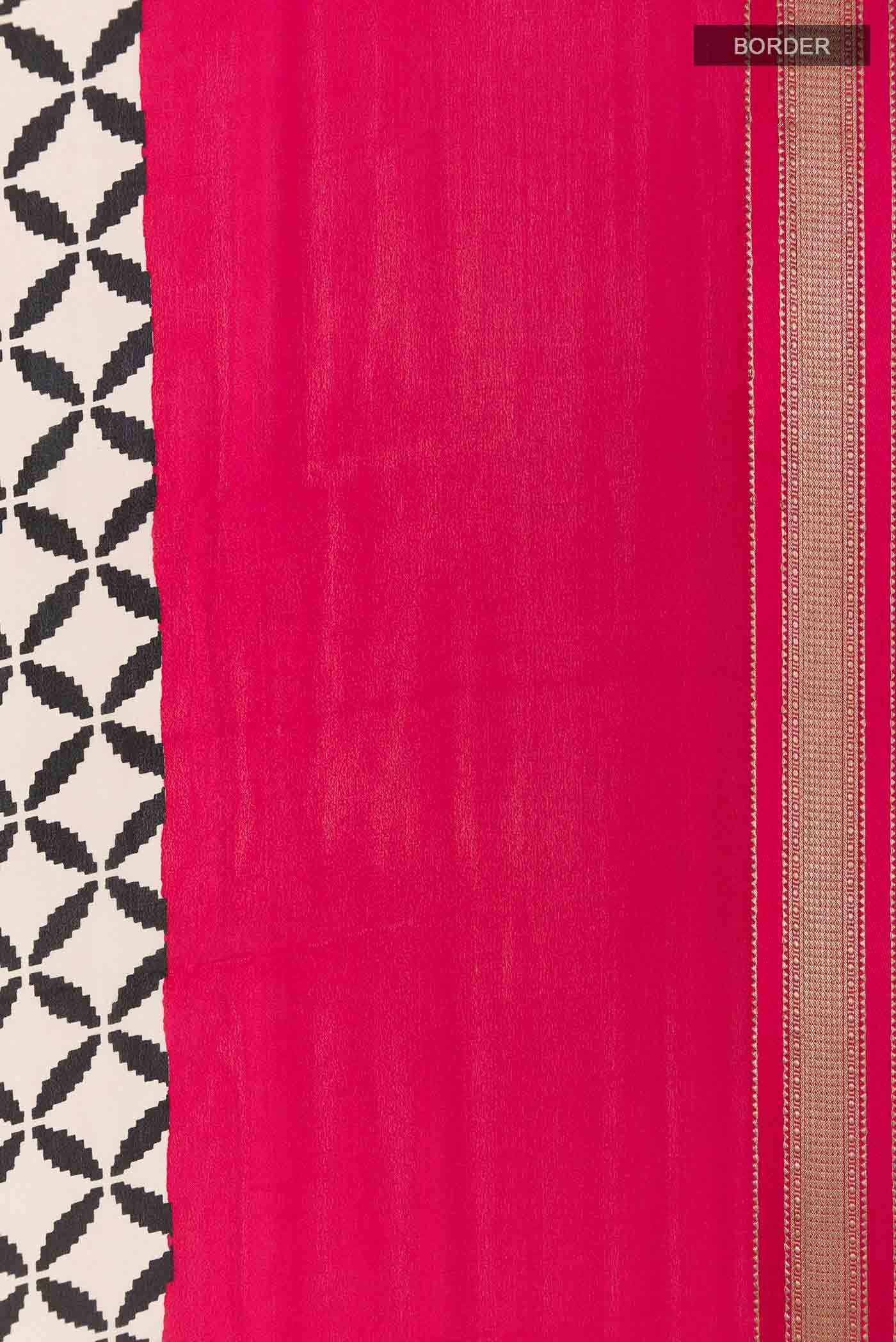 Off White Mysore Crepe Saree