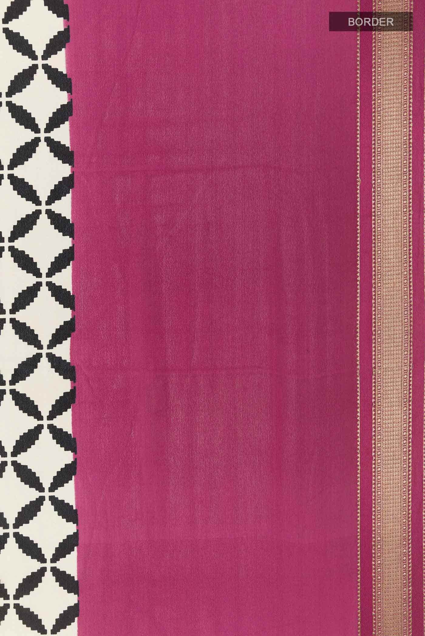 Off White Mysore Crepe Saree