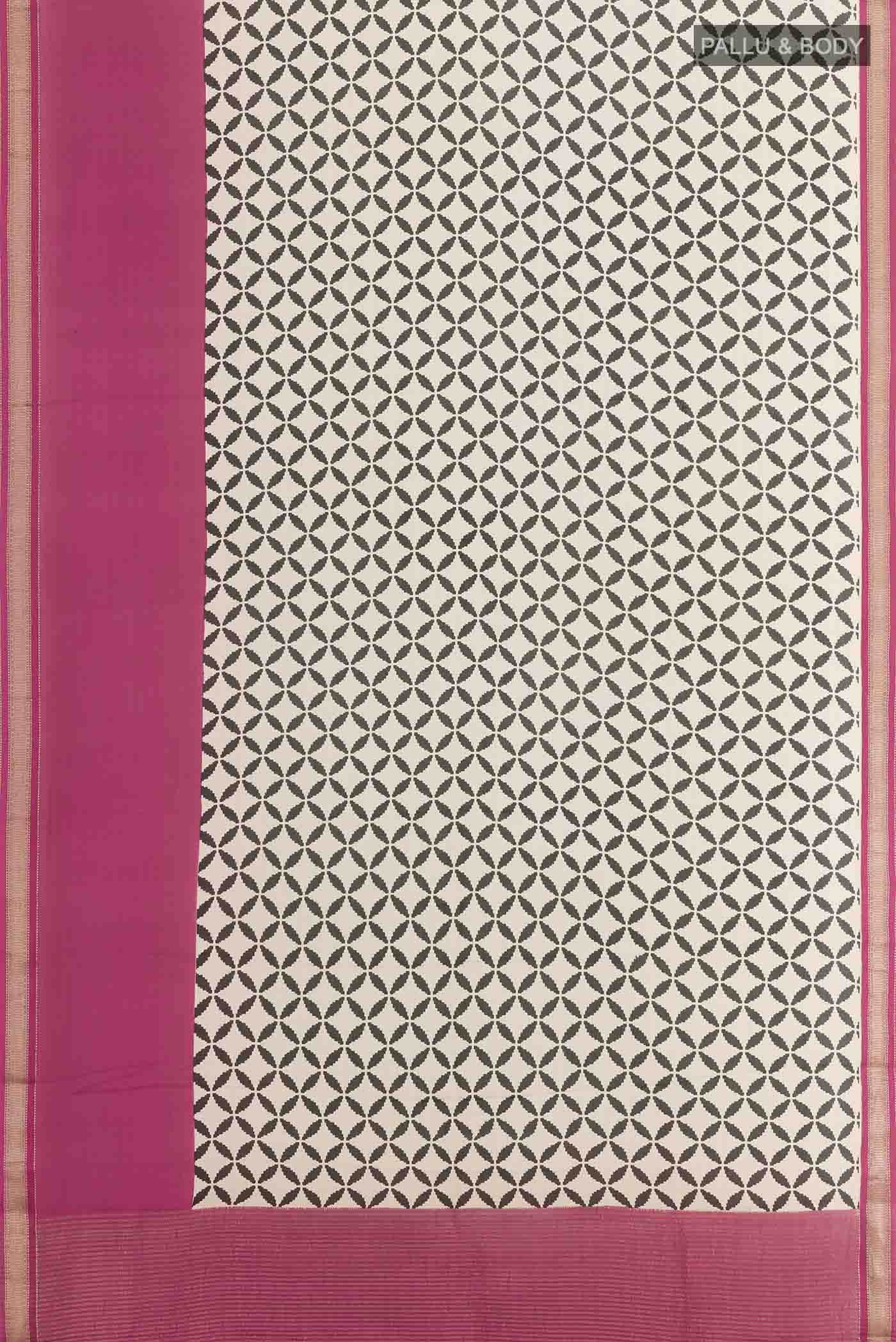 Off White Mysore Crepe Saree