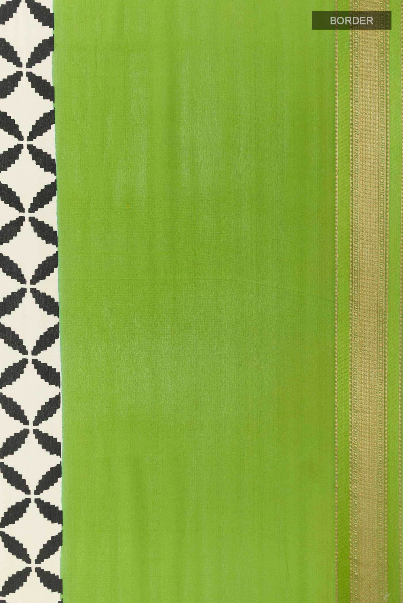 Off White Mysore Crepe Saree