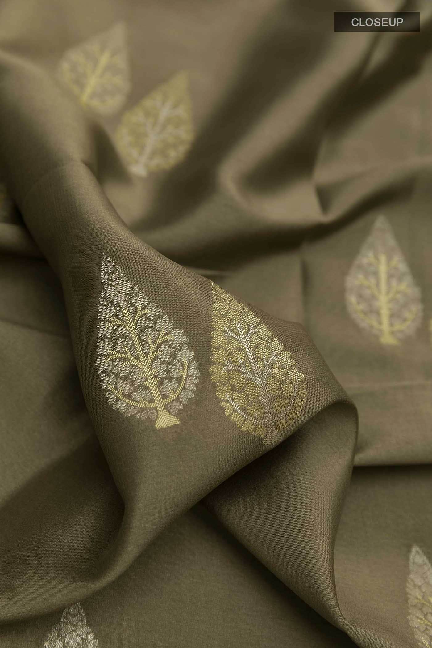 Mehandi Green Mysore Crepe Saree