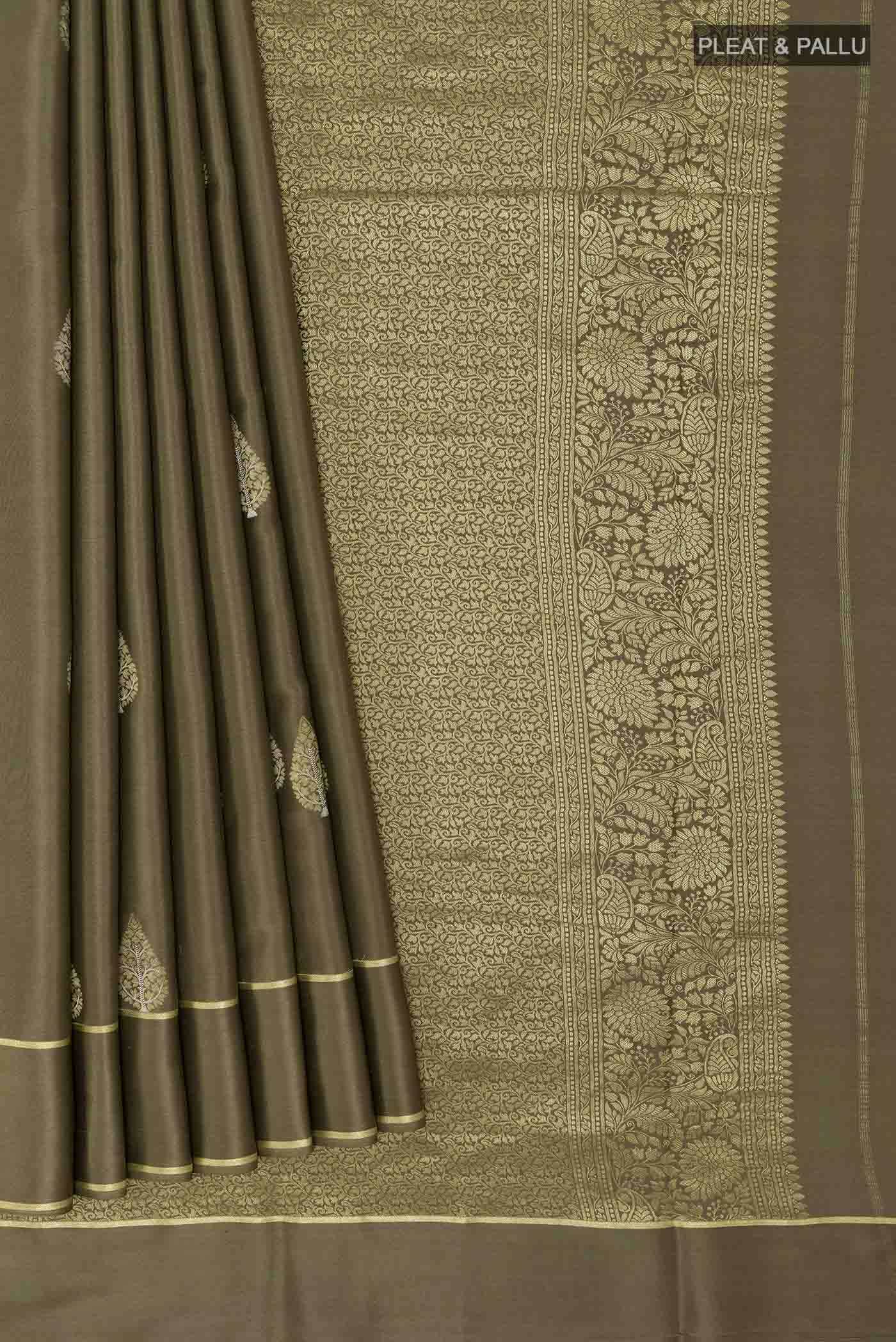 Mehandi Green Mysore Crepe Saree