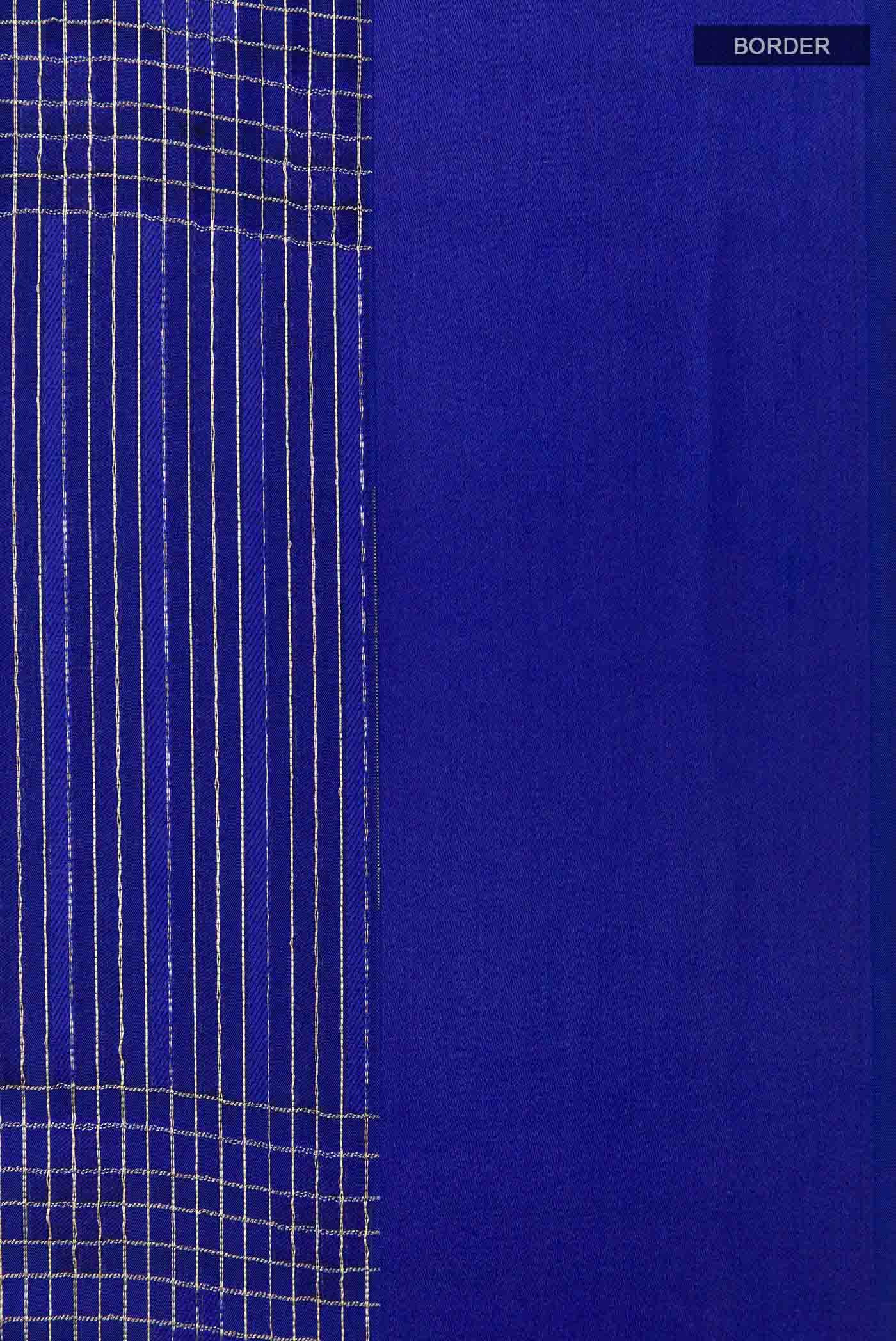 Blue Mysore Crepe Saree