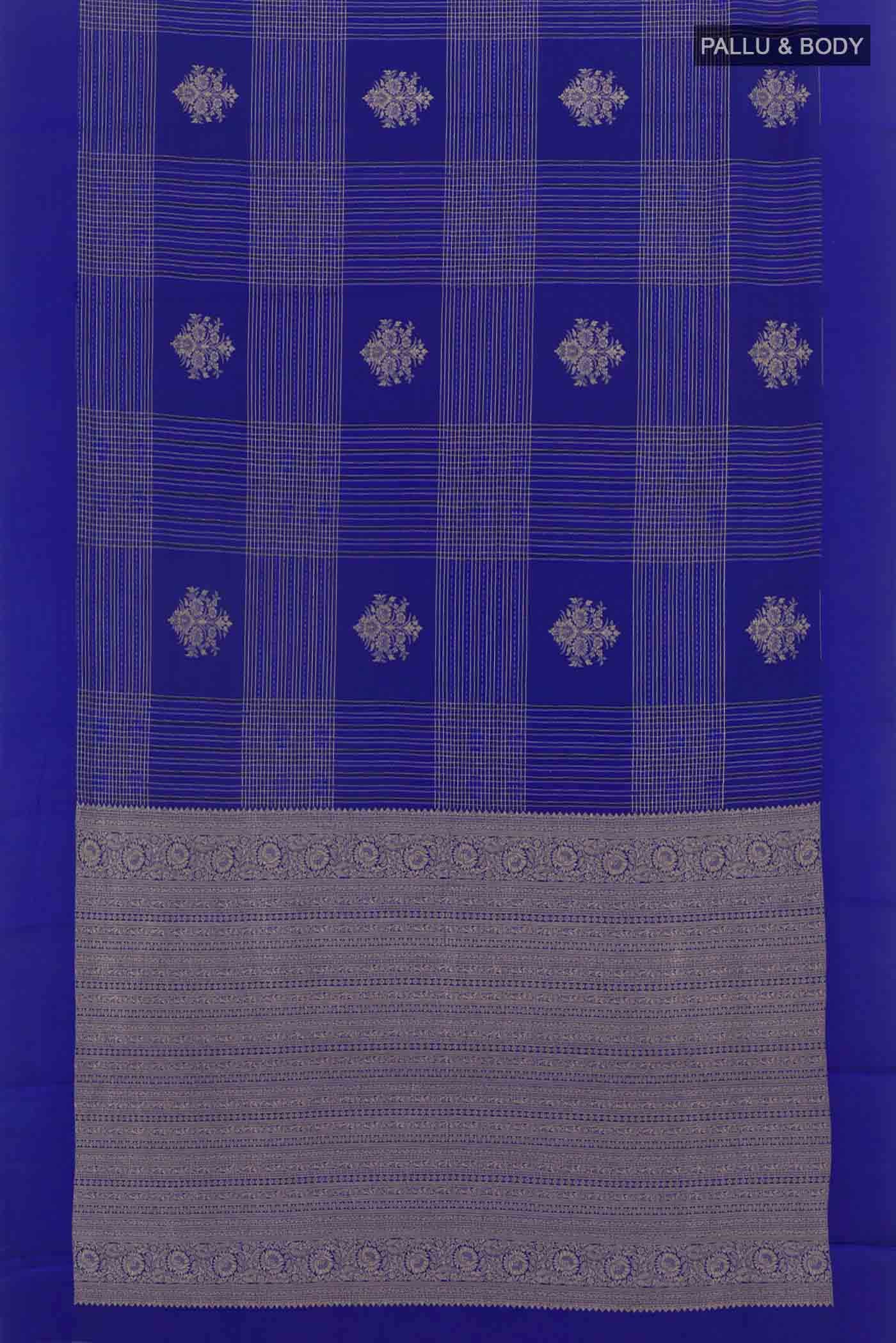 Blue Mysore Crepe Saree