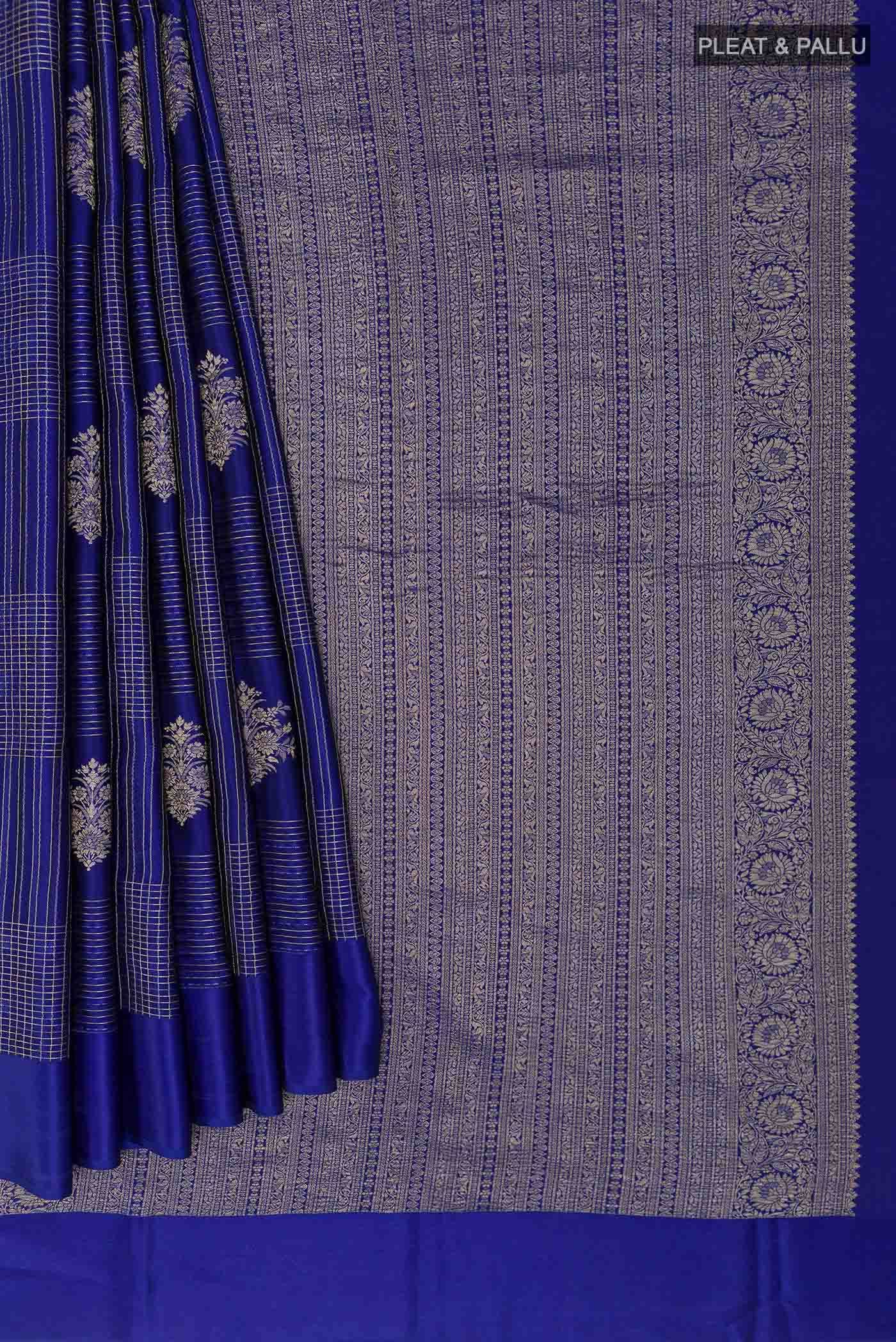 Blue Mysore Crepe Saree