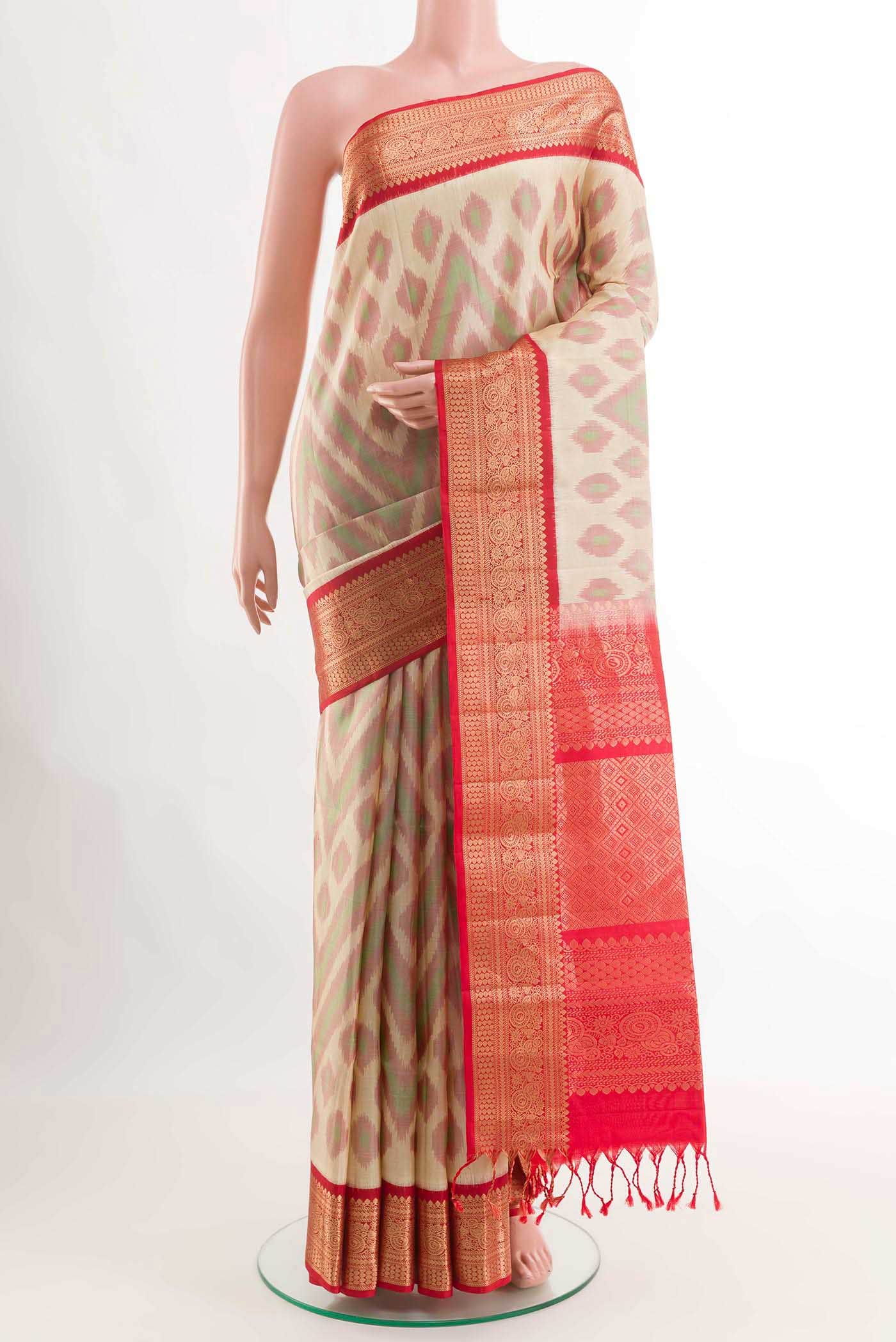Off White Soft Silk Saree