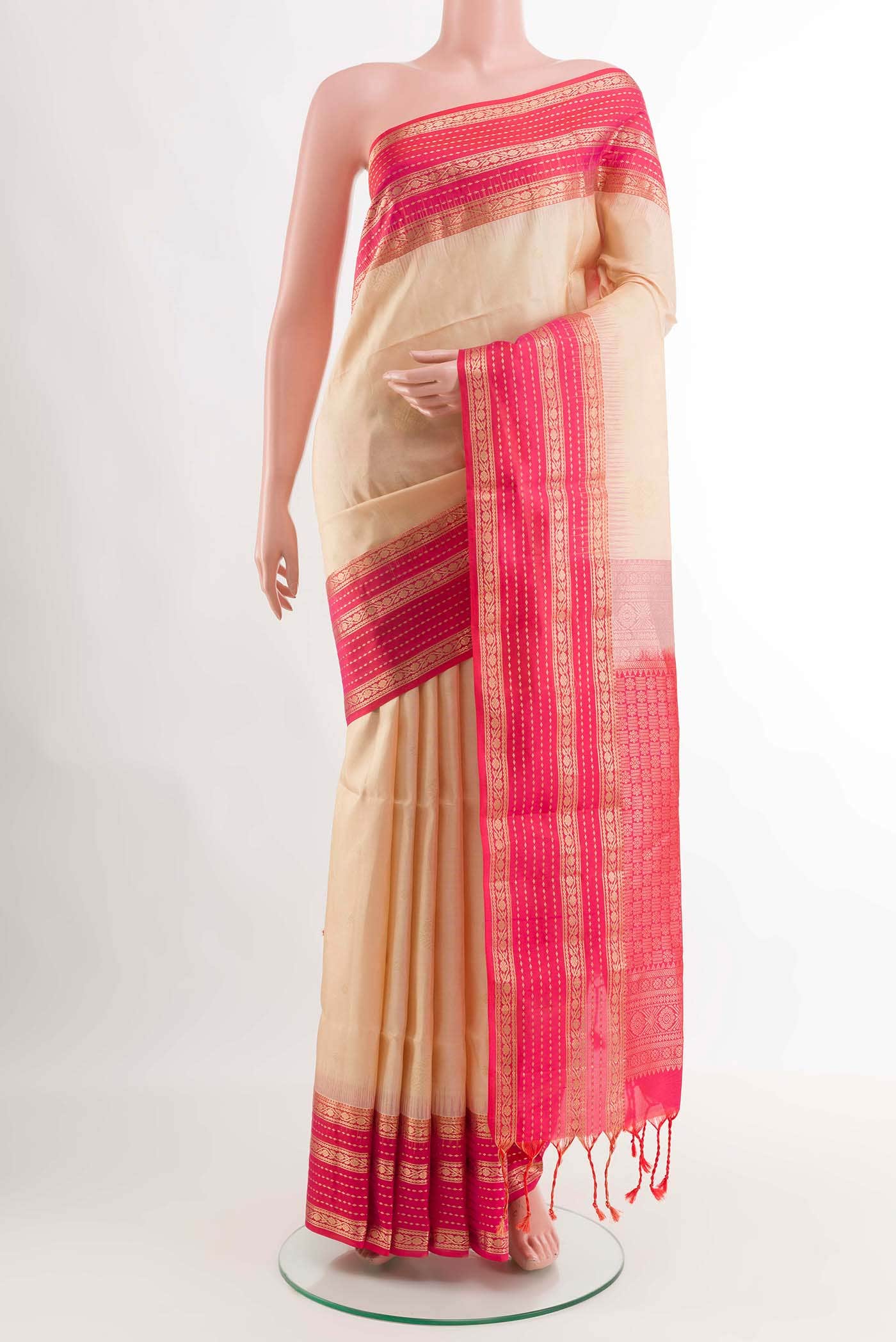 Cream Soft Silk Saree