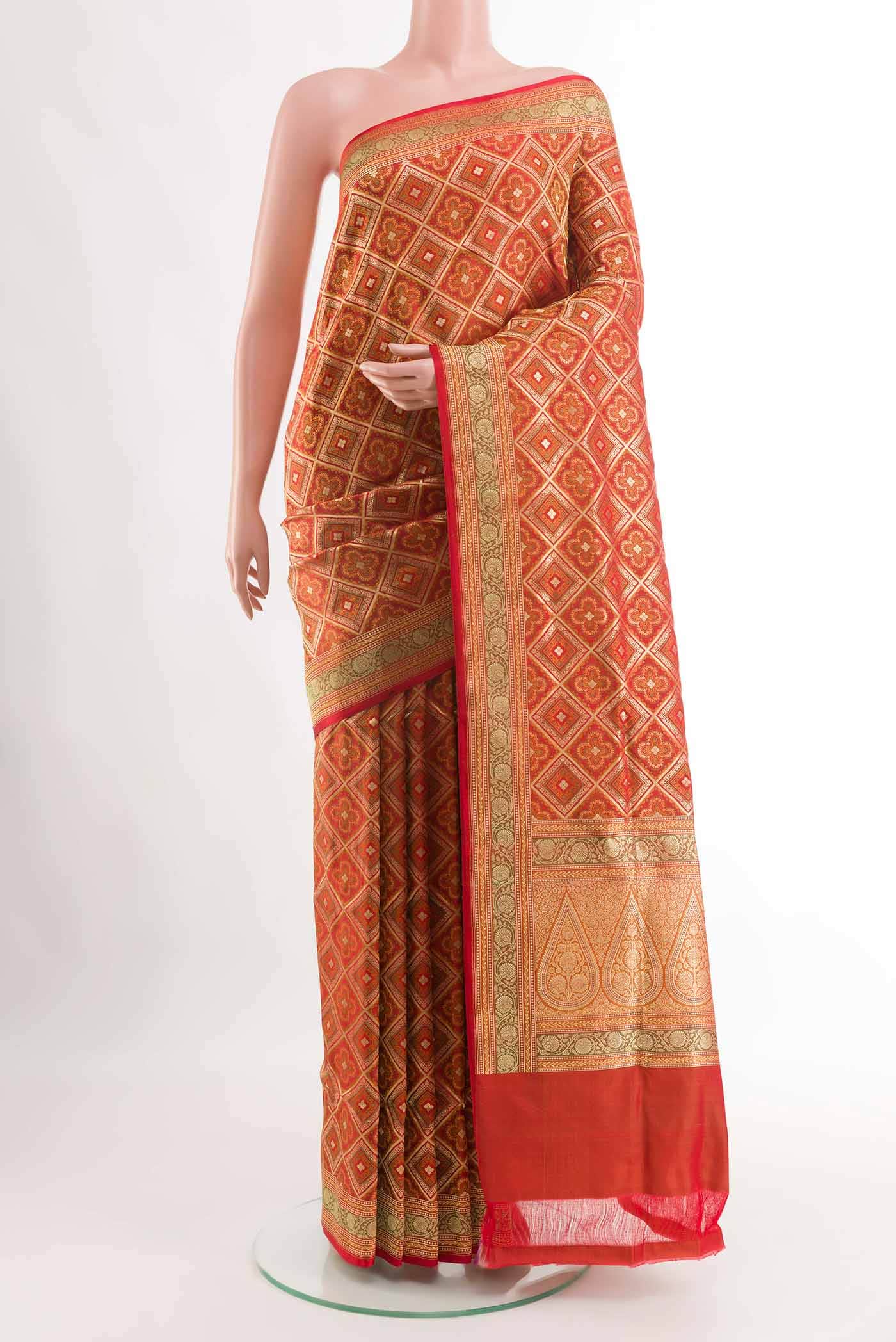 Red Dual Tone Banarasi Silk Saree
