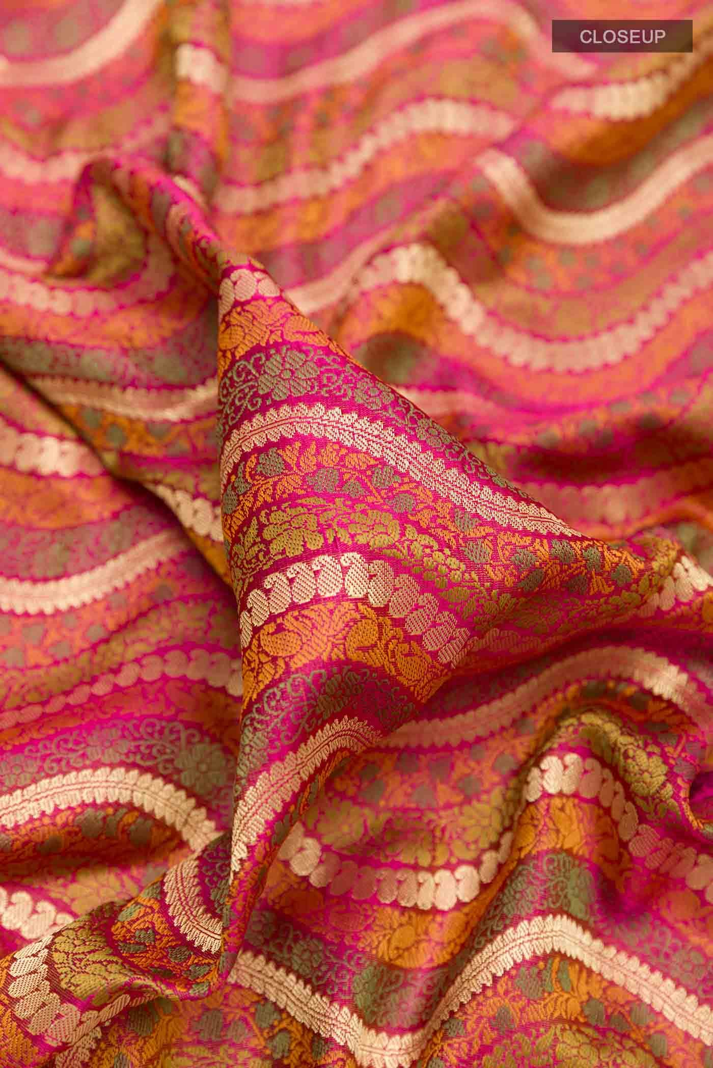 Dark Pink Dual Tone Banarasi Silk Saree
