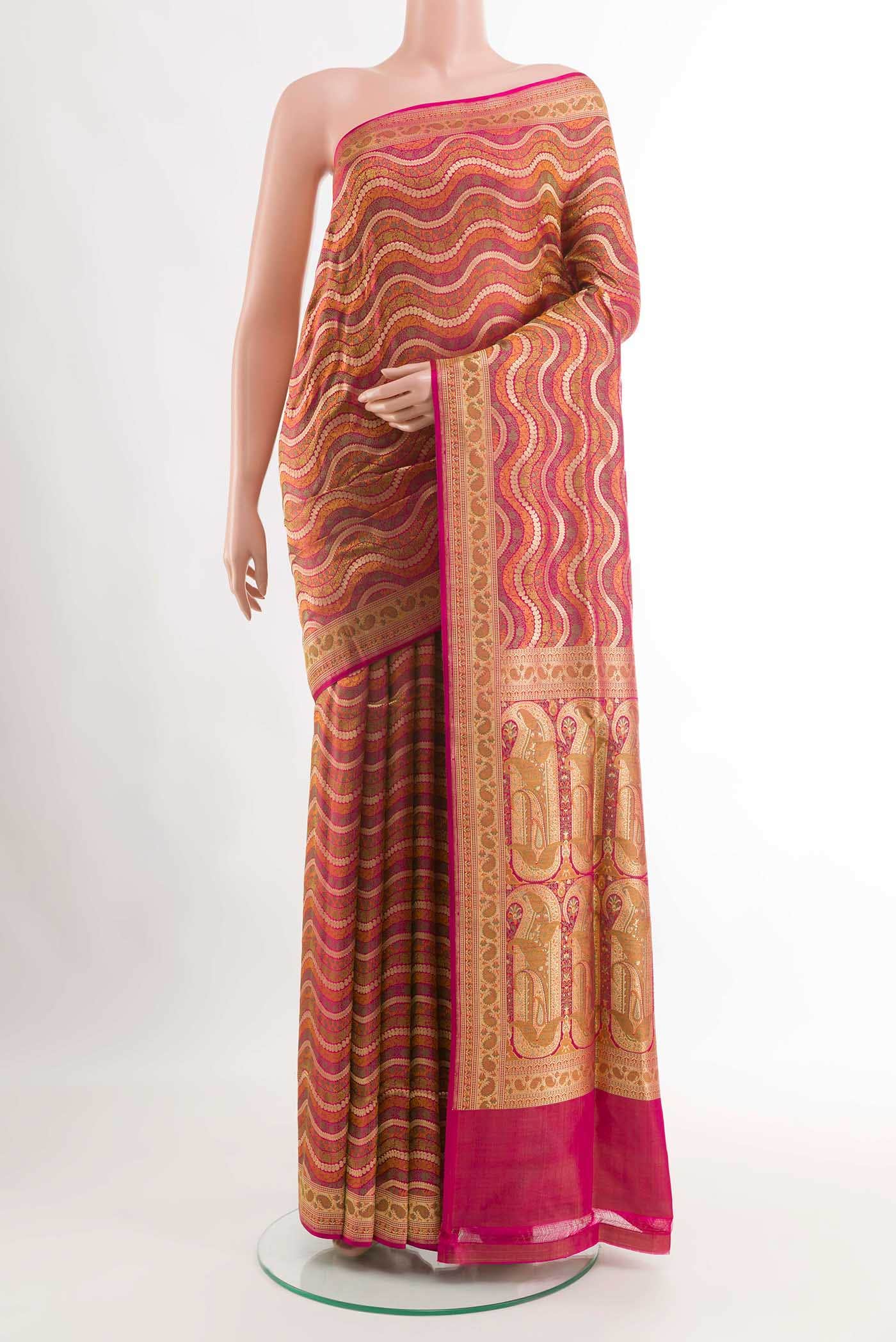 Dark Pink Dual Tone Banarasi Silk Saree