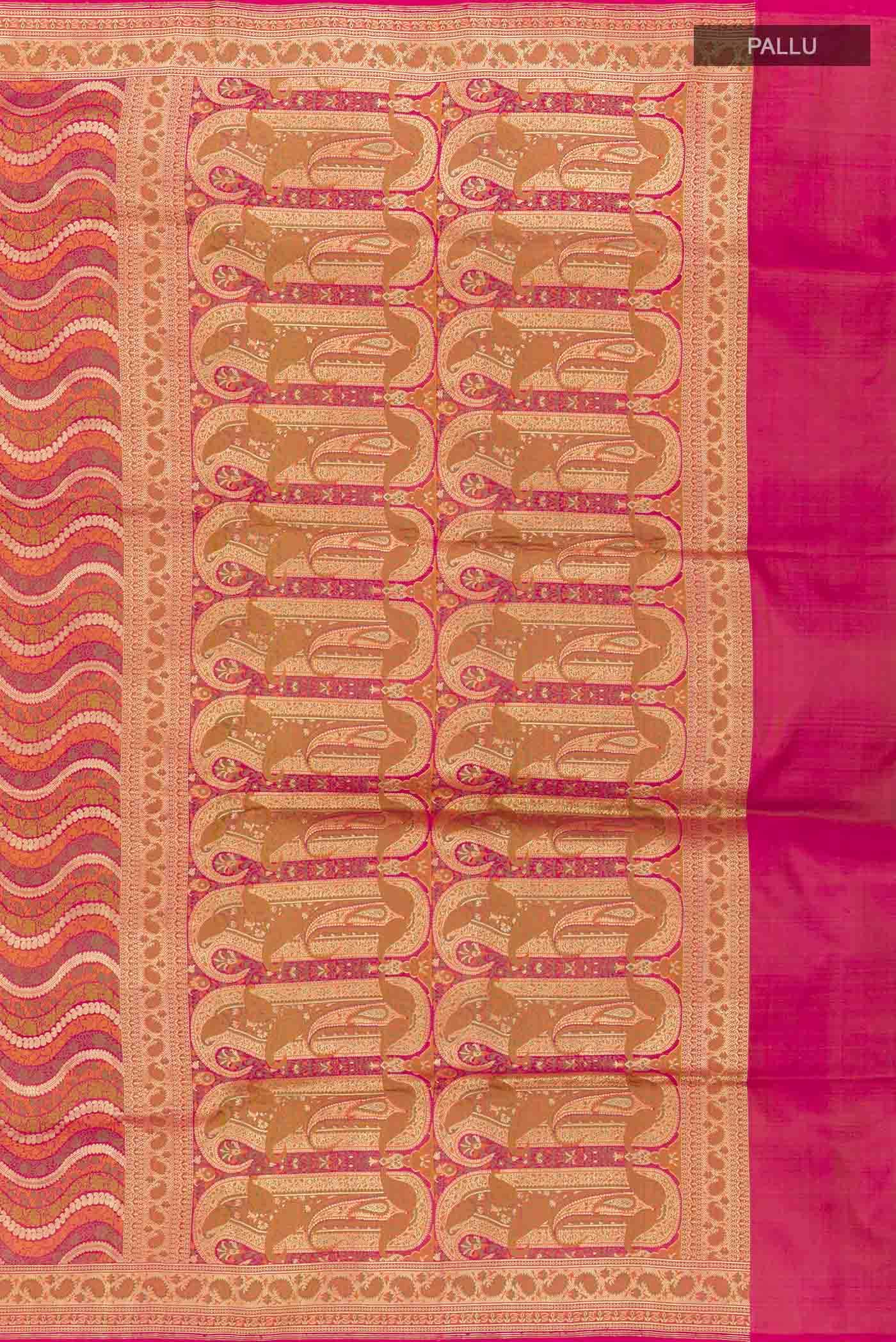 Dark Pink Dual Tone Banarasi Silk Saree