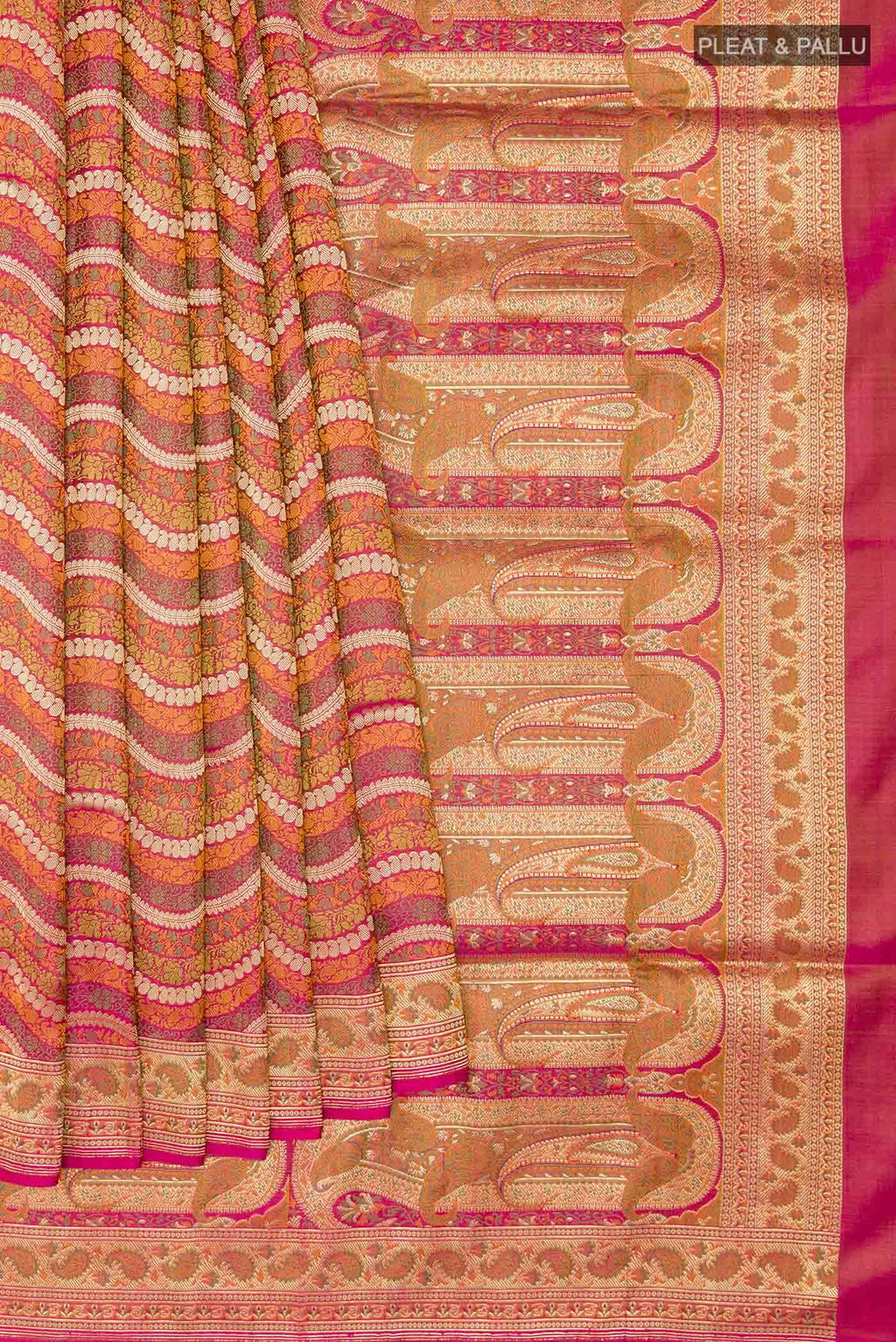 Dark Pink Dual Tone Banarasi Silk Saree