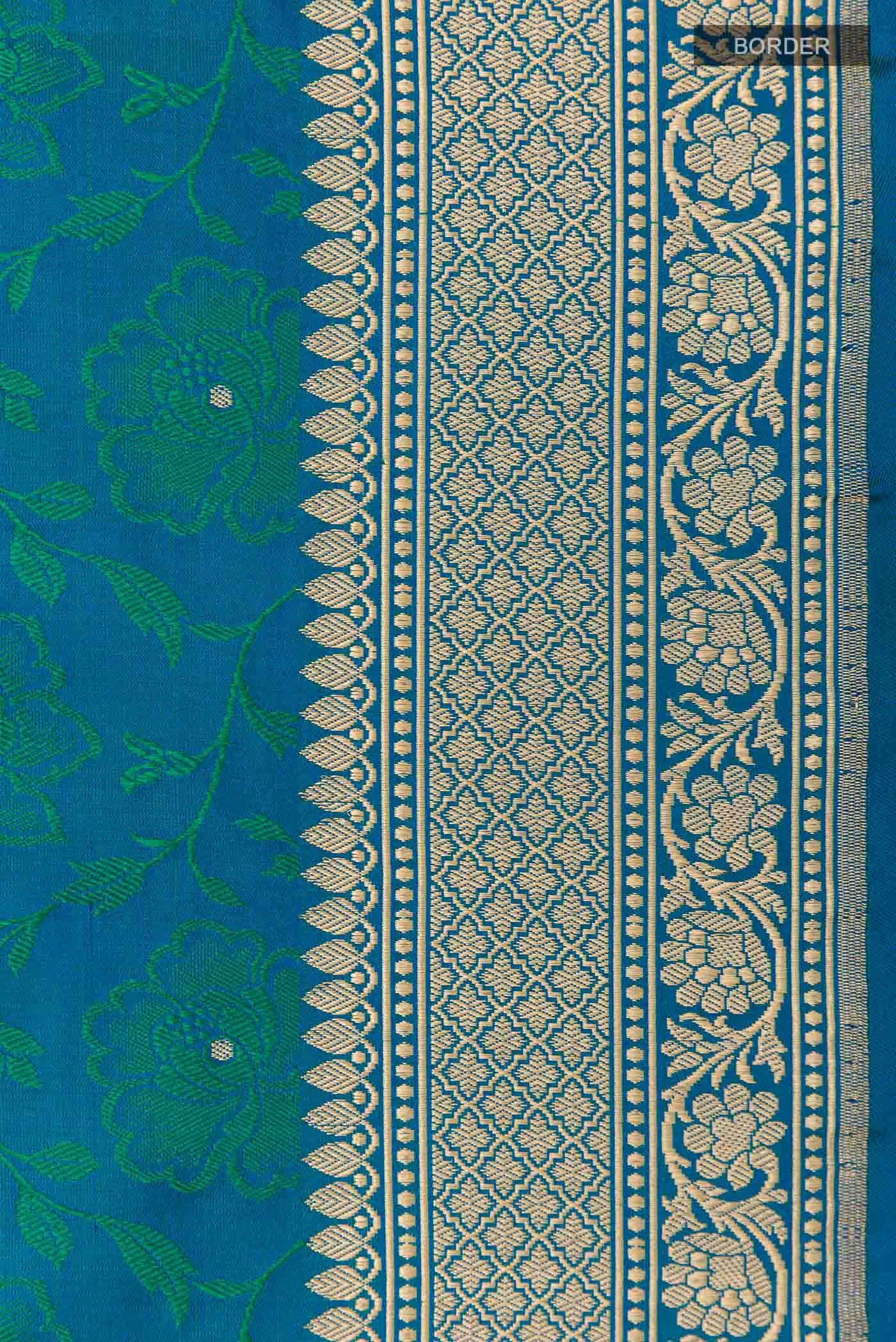 Peacock Blue Dual Tone Banarasi Silk Saree