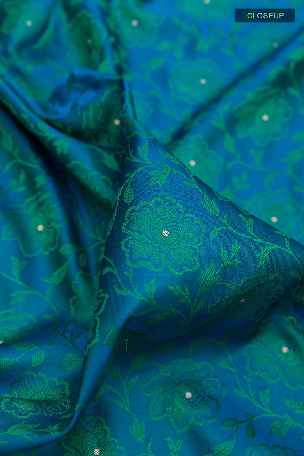 Peacock Blue Dual Tone Banarasi Silk Saree