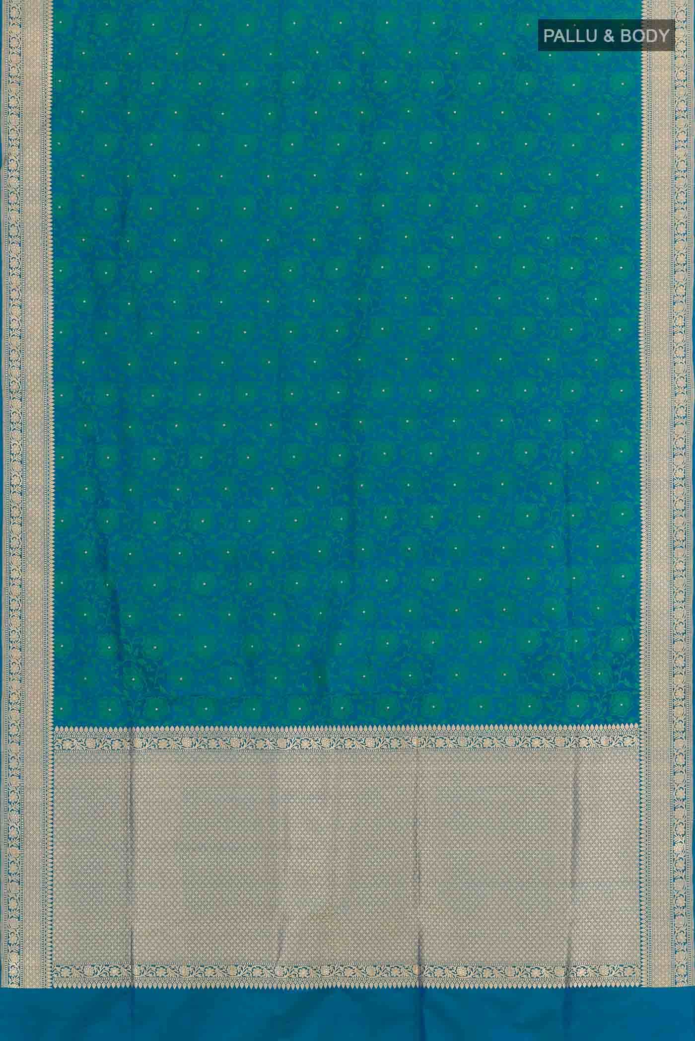 Peacock Blue Dual Tone Banarasi Silk Saree