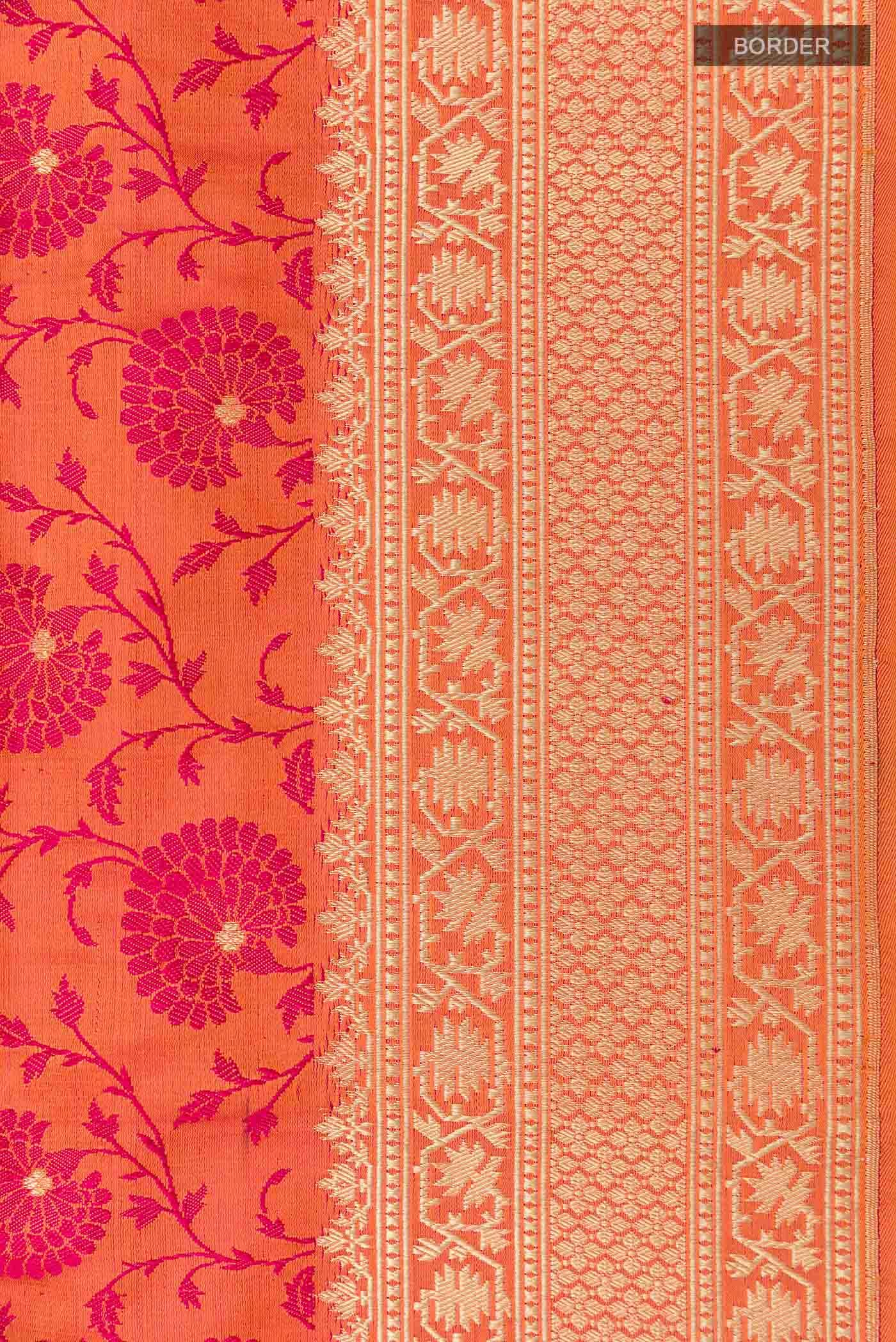 Orange Dual Tone Banarasi Silk Saree