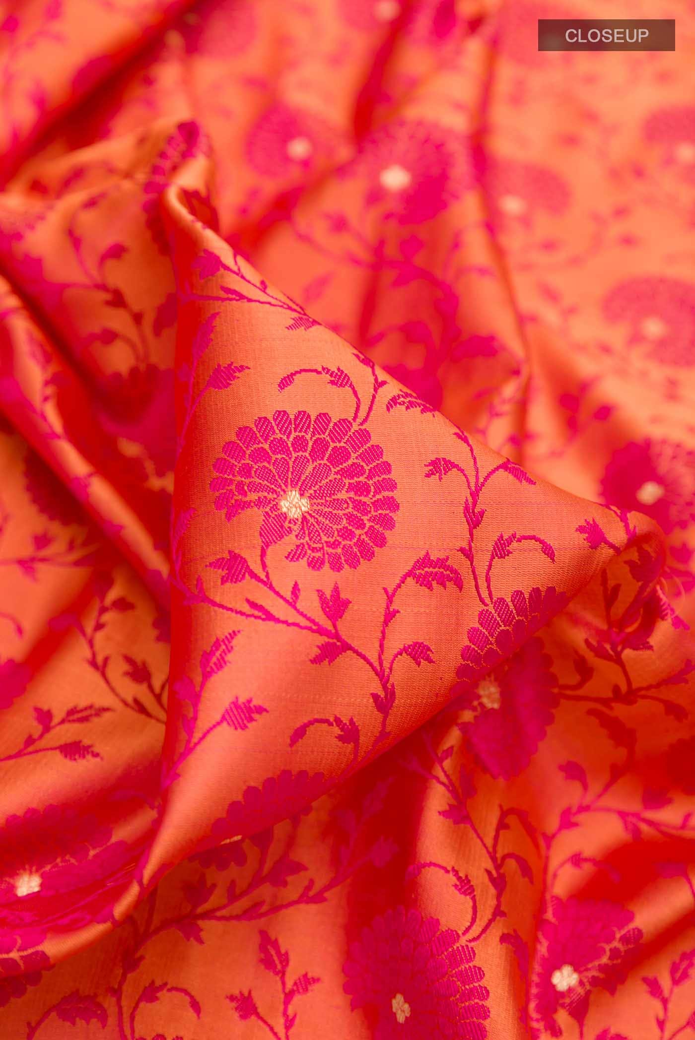 Orange Dual Tone Banarasi Silk Saree