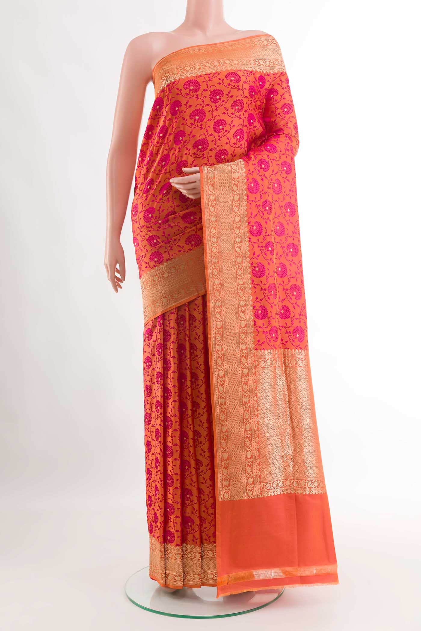Orange Dual Tone Banarasi Silk Saree