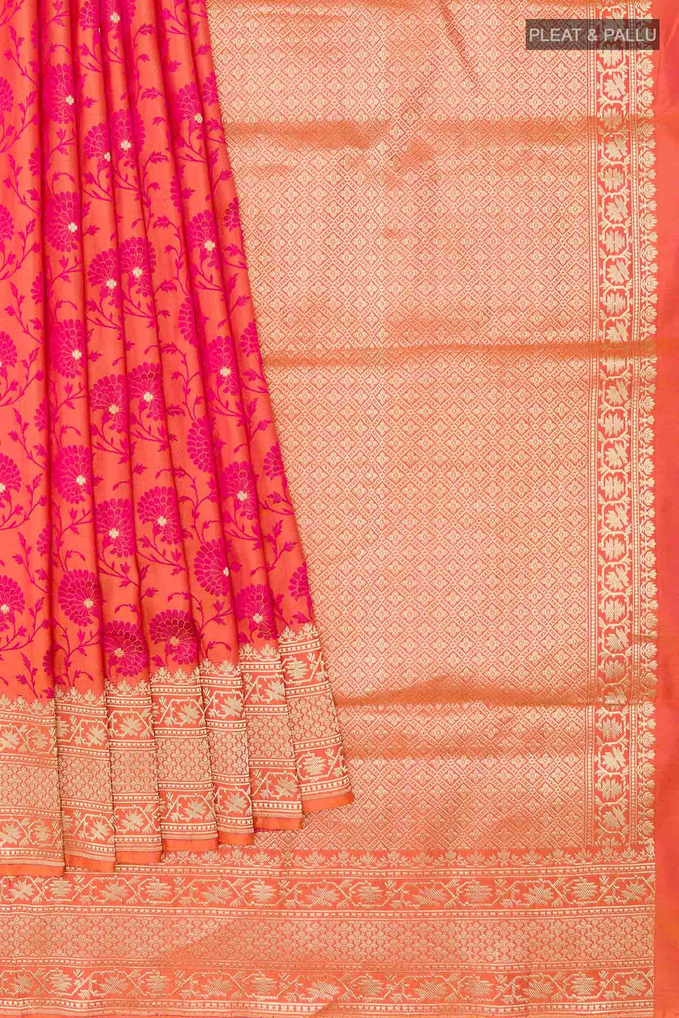 Orange Dual Tone Banarasi Silk Saree