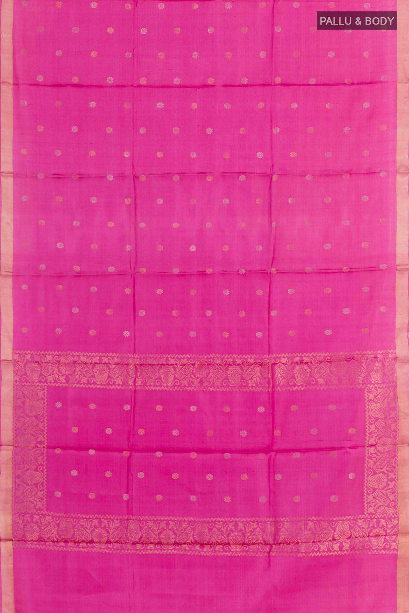 Pink Tussar Silk Saree