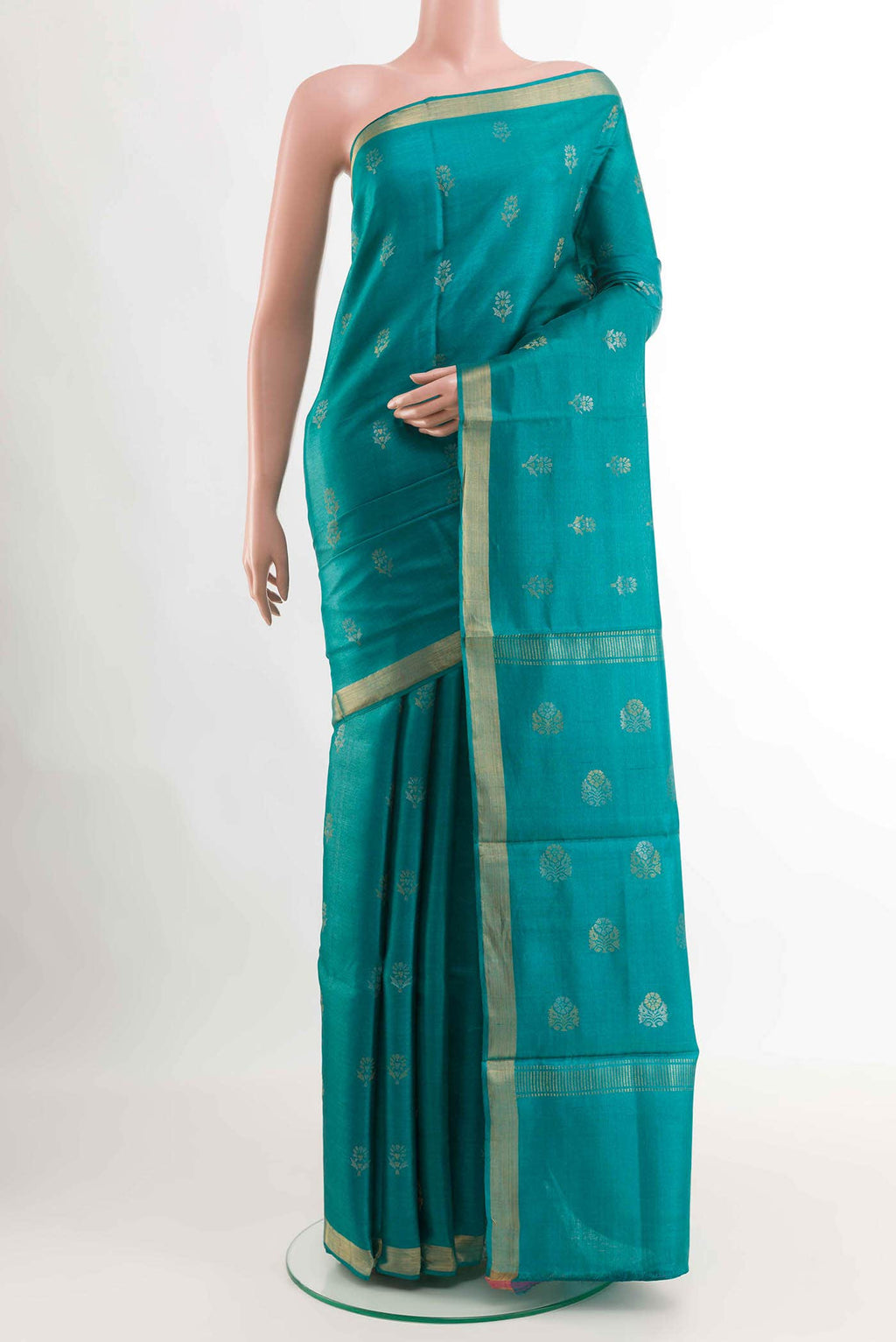 Blue Tussar Silk Saree